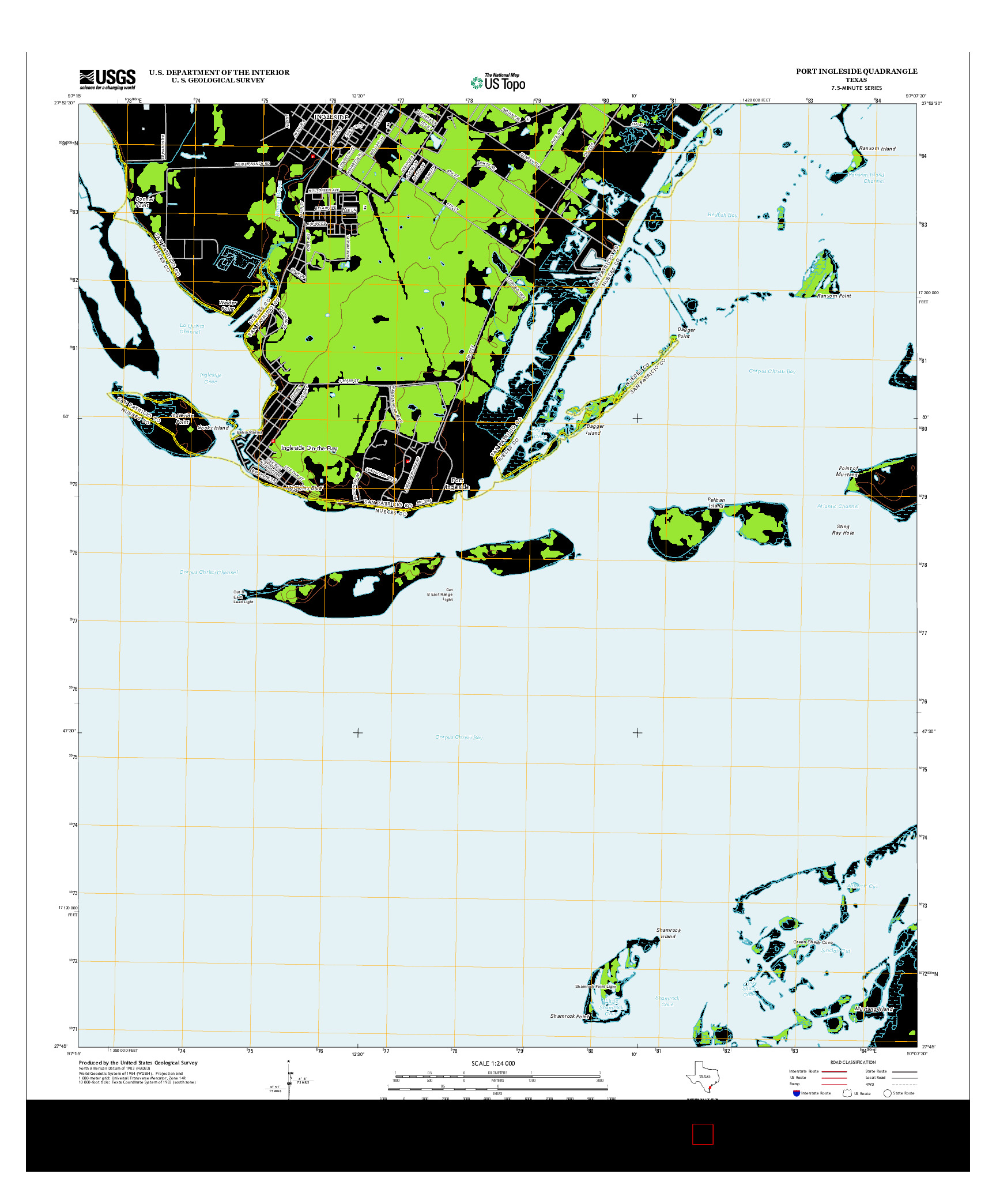 USGS US TOPO 7.5-MINUTE MAP FOR PORT INGLESIDE, TX 2013