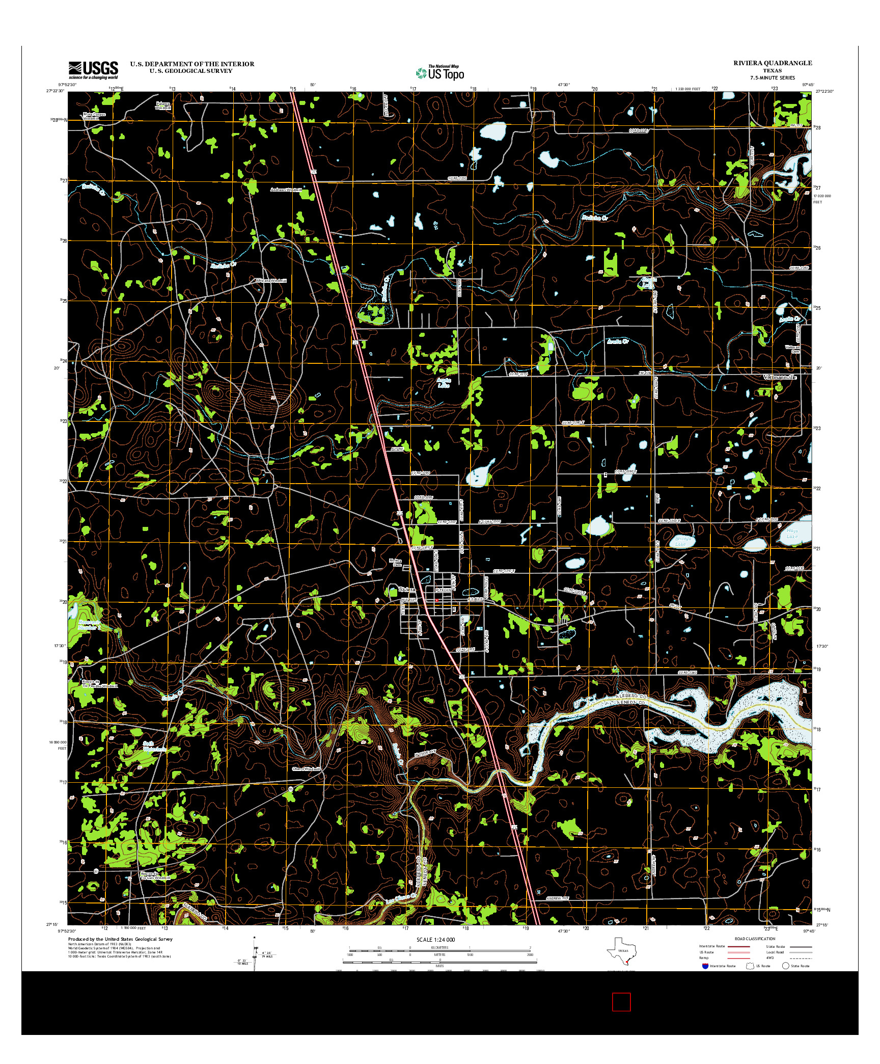 USGS US TOPO 7.5-MINUTE MAP FOR RIVIERA, TX 2013