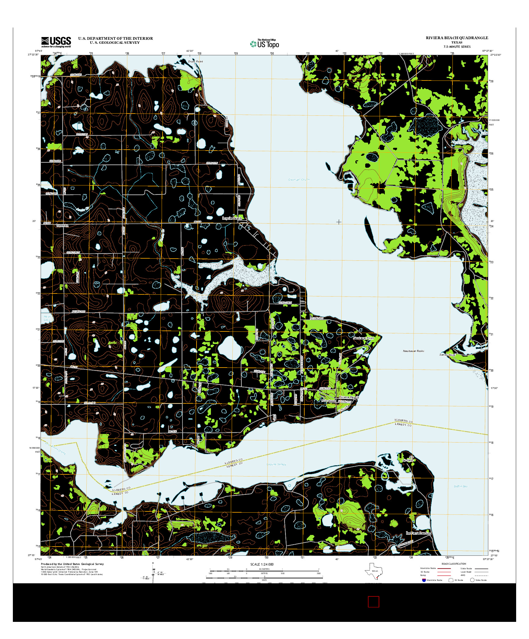 USGS US TOPO 7.5-MINUTE MAP FOR RIVIERA BEACH, TX 2013