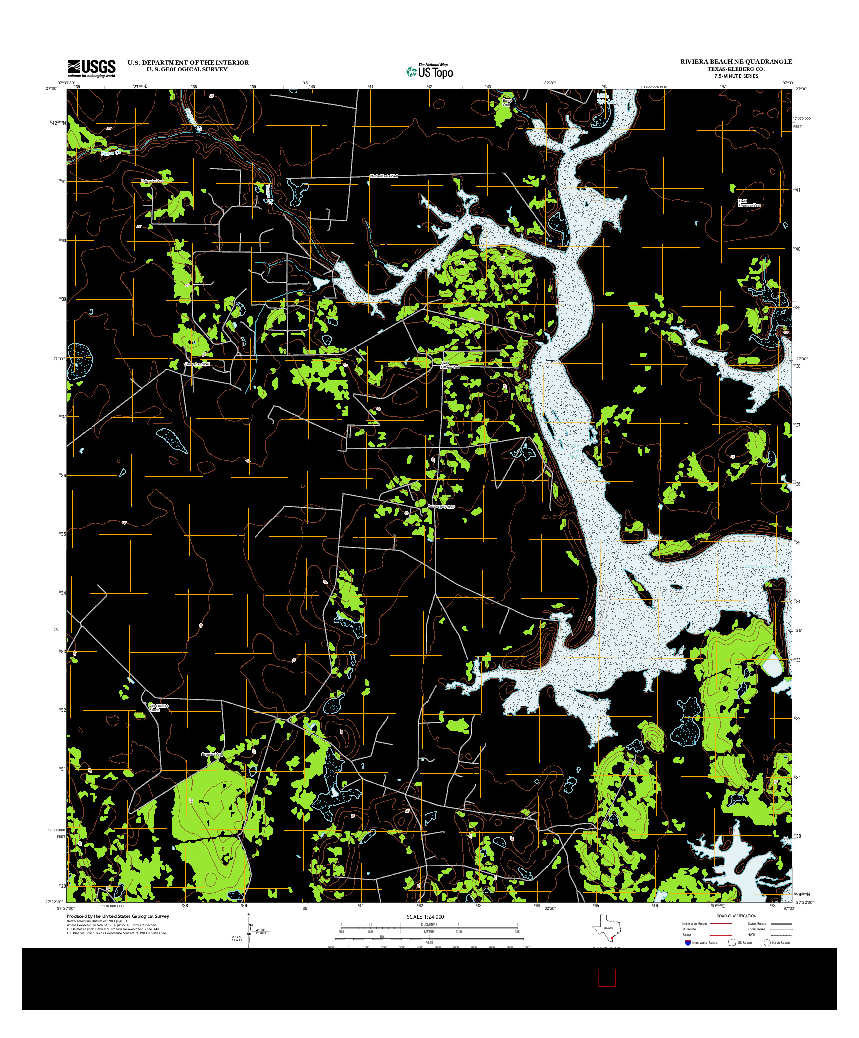 USGS US TOPO 7.5-MINUTE MAP FOR RIVIERA BEACH NE, TX 2013