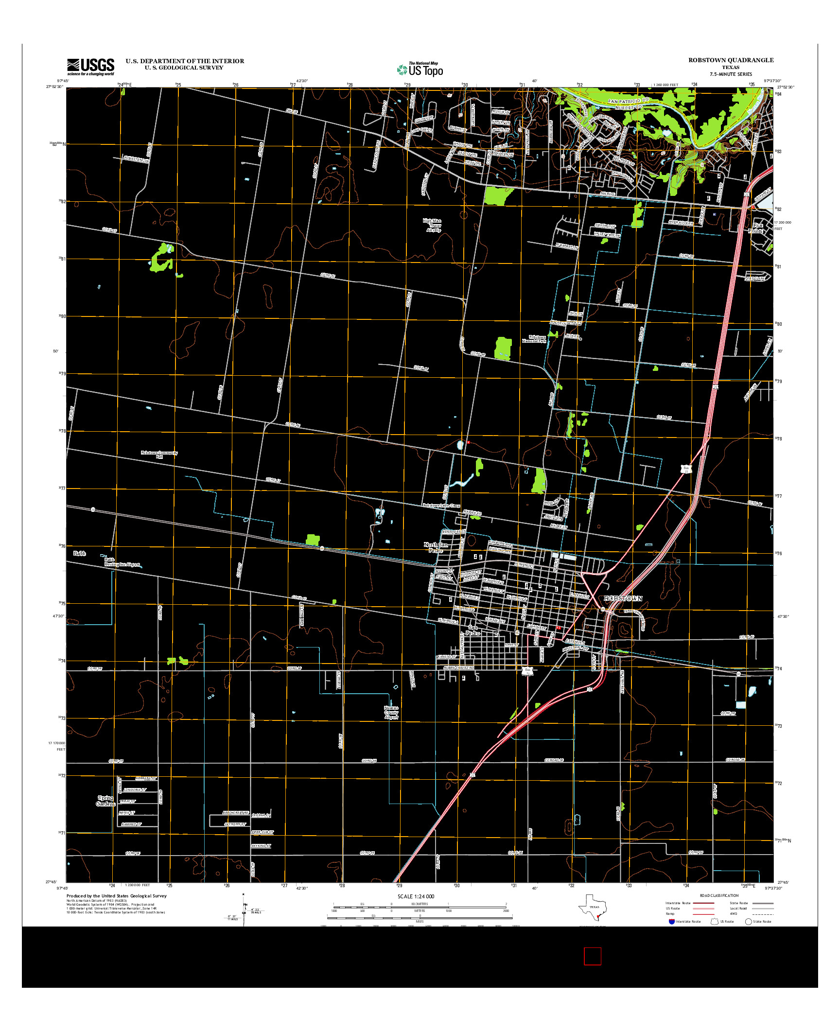 USGS US TOPO 7.5-MINUTE MAP FOR ROBSTOWN, TX 2013