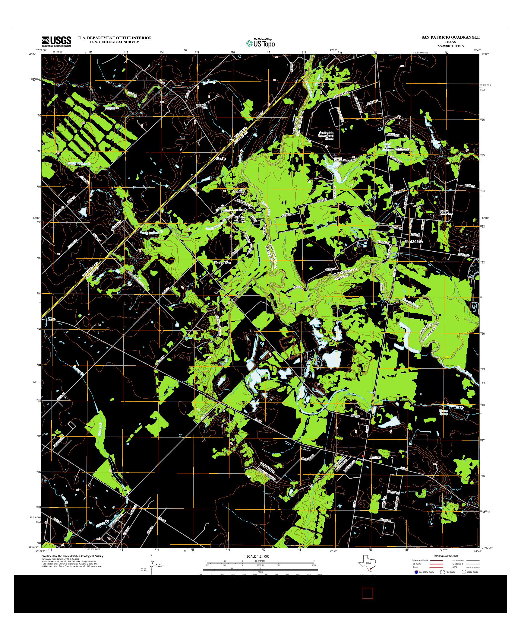 USGS US TOPO 7.5-MINUTE MAP FOR SAN PATRICIO, TX 2013