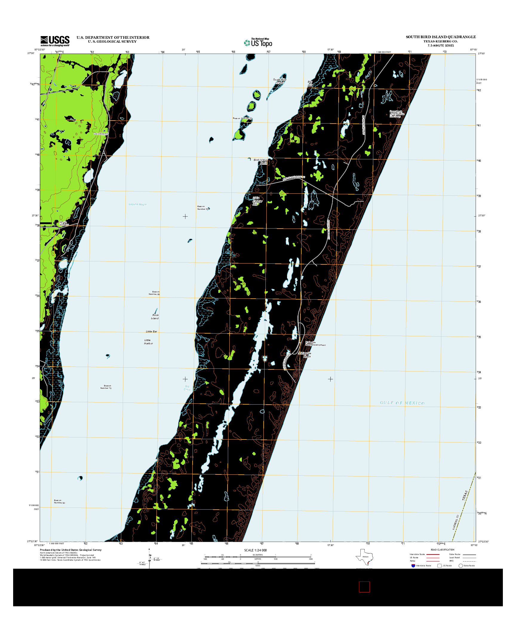USGS US TOPO 7.5-MINUTE MAP FOR SOUTH BIRD ISLAND, TX 2013