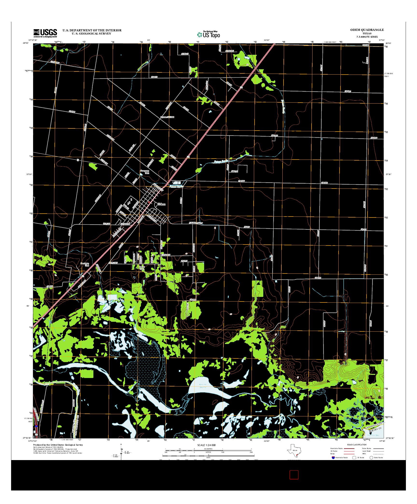 USGS US TOPO 7.5-MINUTE MAP FOR ODEM, TX 2013