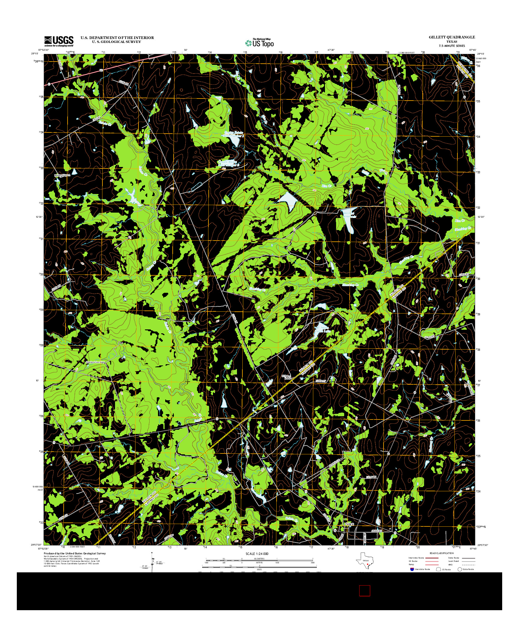 USGS US TOPO 7.5-MINUTE MAP FOR GILLETT, TX 2013
