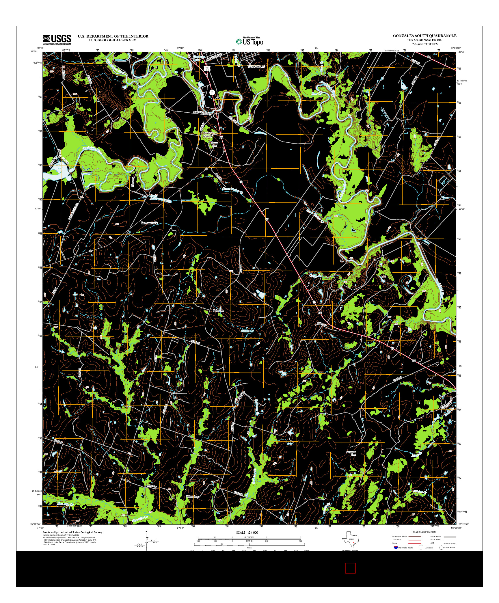 USGS US TOPO 7.5-MINUTE MAP FOR GONZALES SOUTH, TX 2013