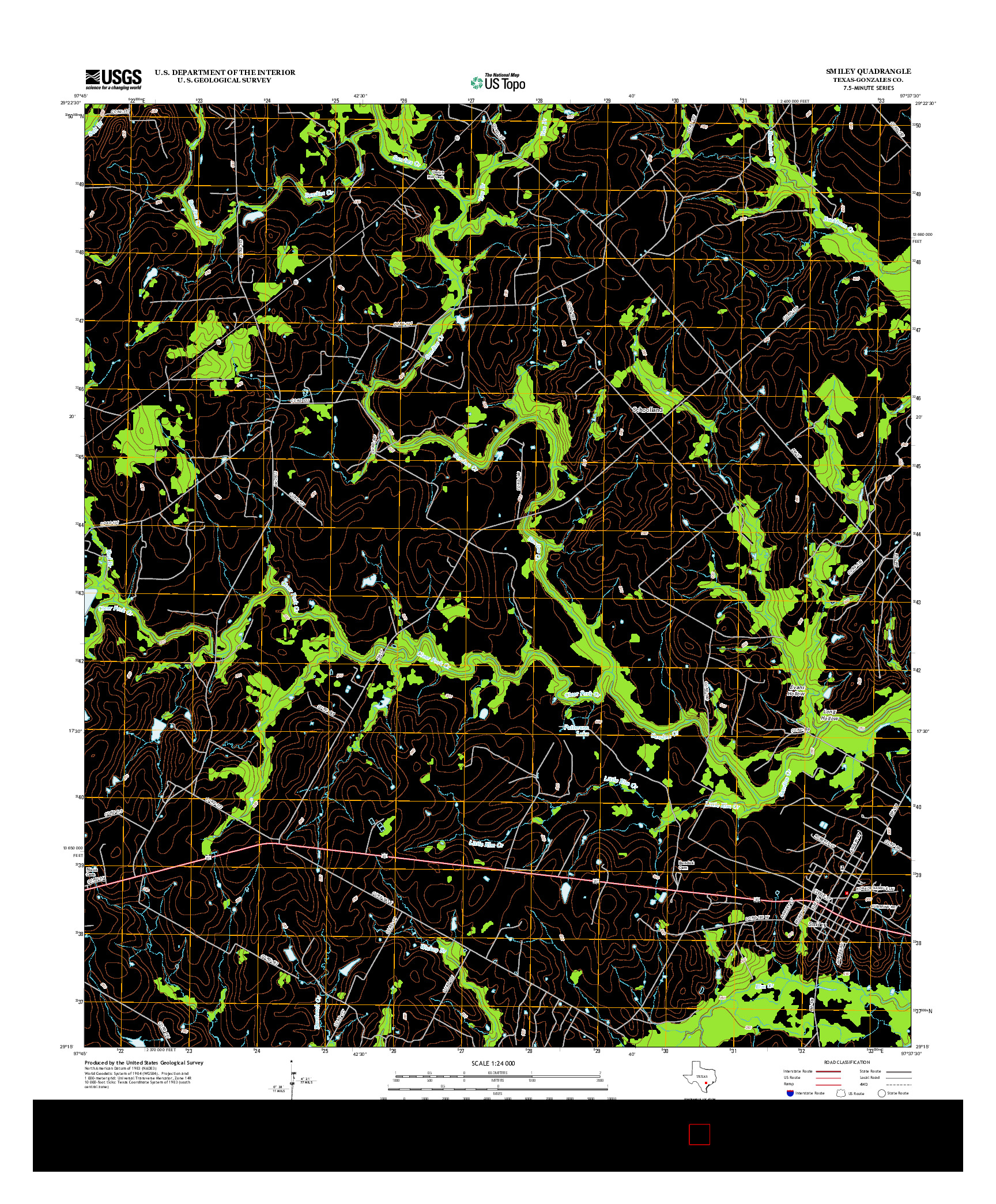 USGS US TOPO 7.5-MINUTE MAP FOR SMILEY, TX 2013