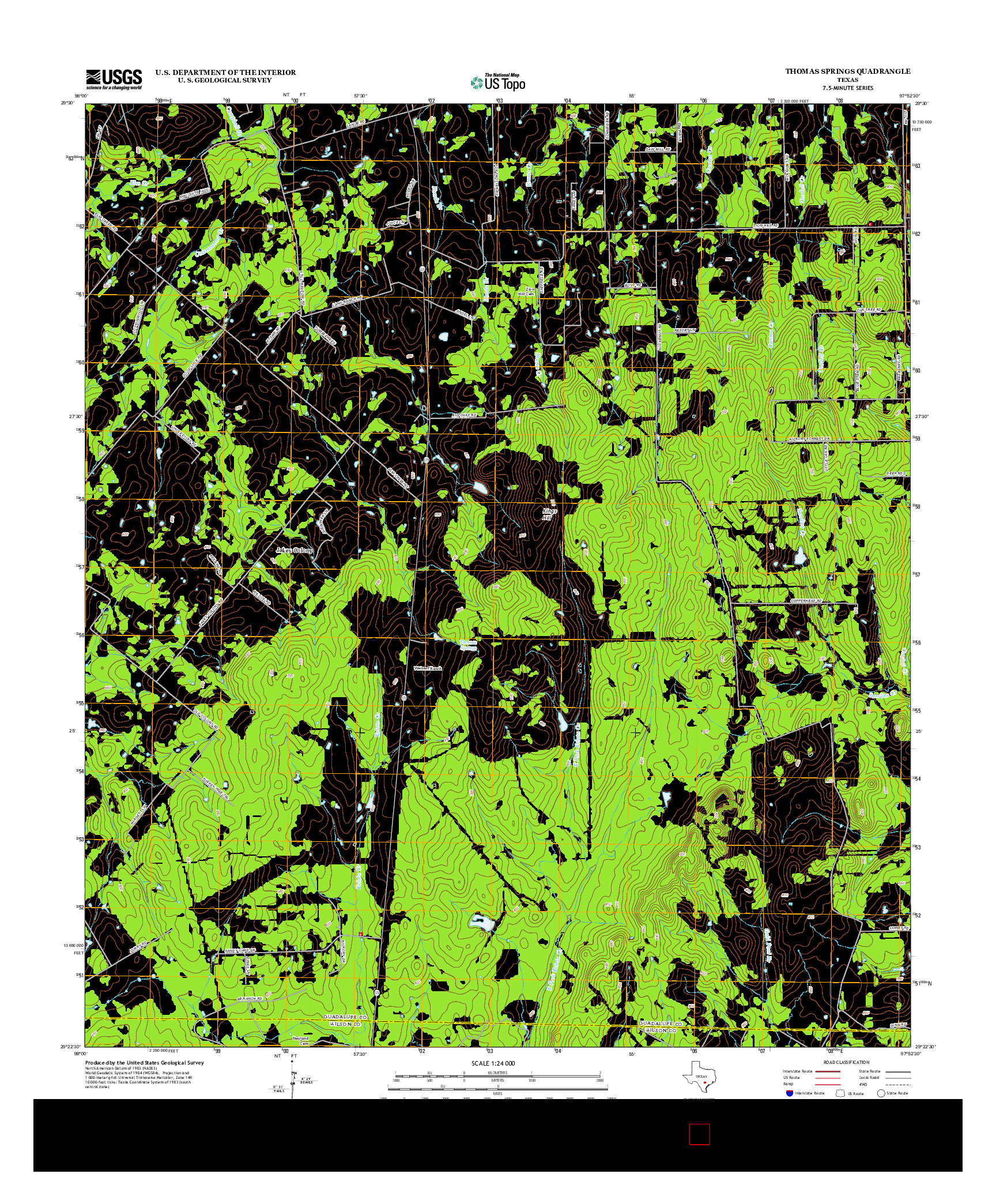 USGS US TOPO 7.5-MINUTE MAP FOR THOMAS SPRINGS, TX 2013