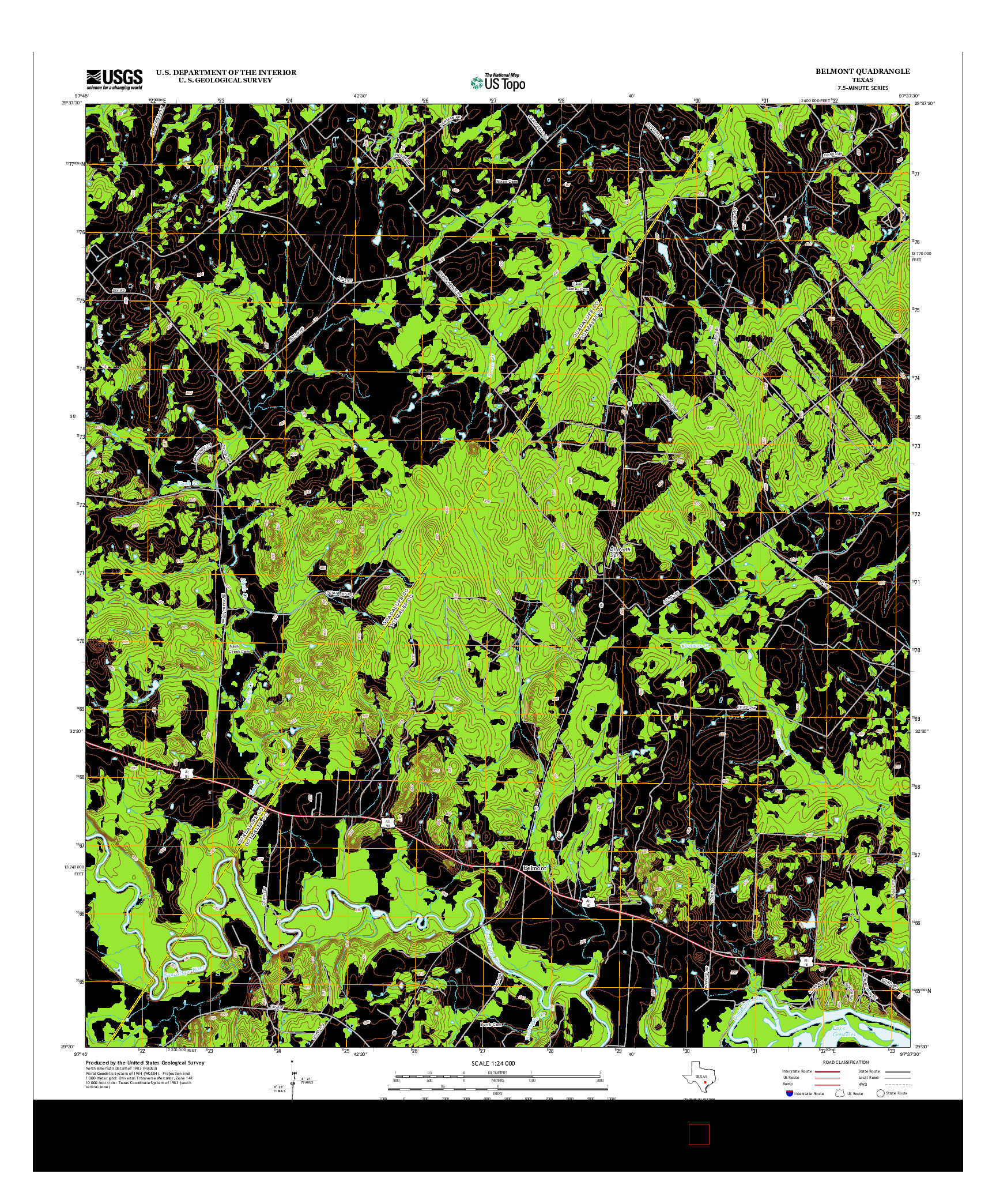 USGS US TOPO 7.5-MINUTE MAP FOR BELMONT, TX 2013
