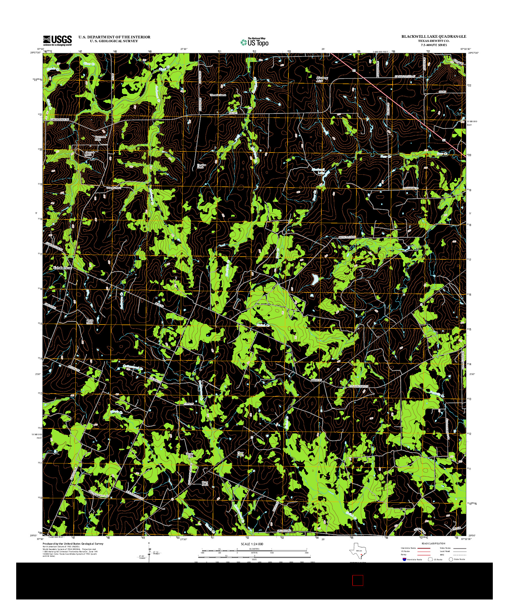 USGS US TOPO 7.5-MINUTE MAP FOR BLACKWELL LAKE, TX 2013