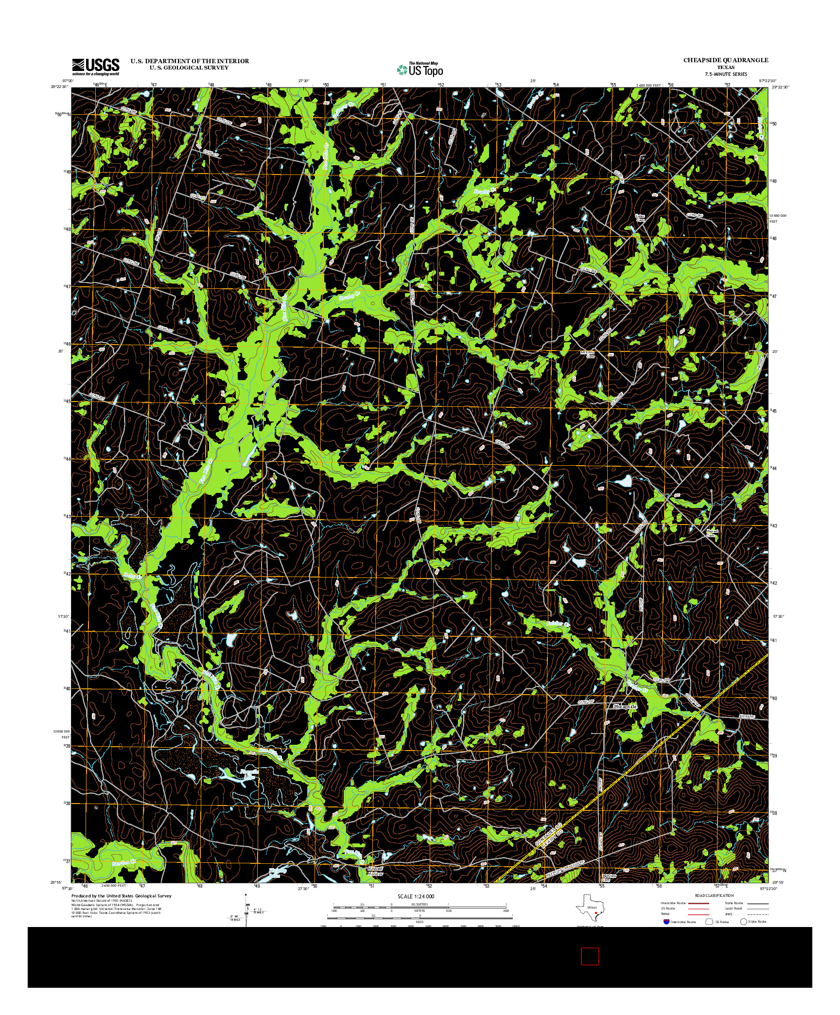 USGS US TOPO 7.5-MINUTE MAP FOR CHEAPSIDE, TX 2013