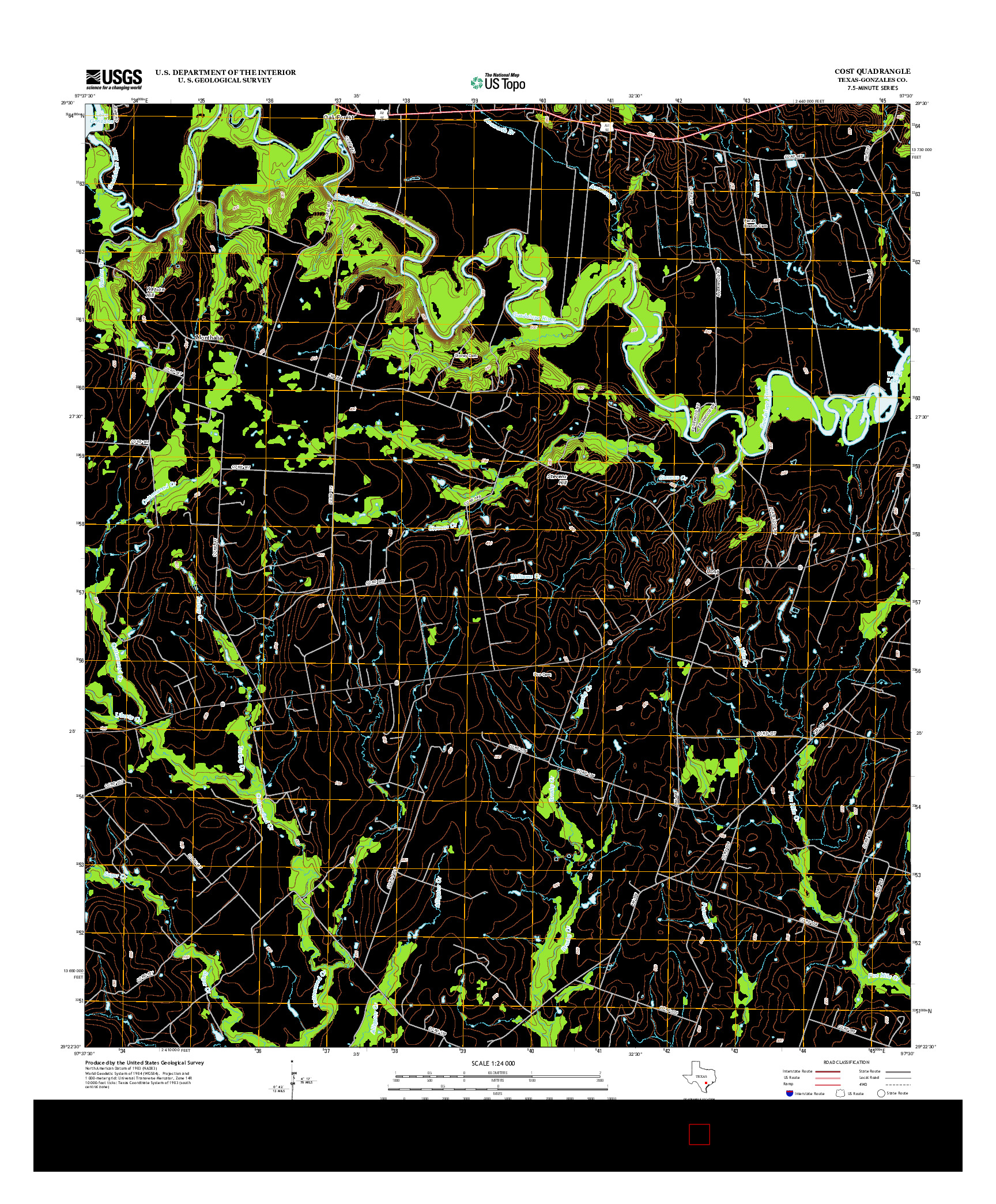 USGS US TOPO 7.5-MINUTE MAP FOR COST, TX 2013