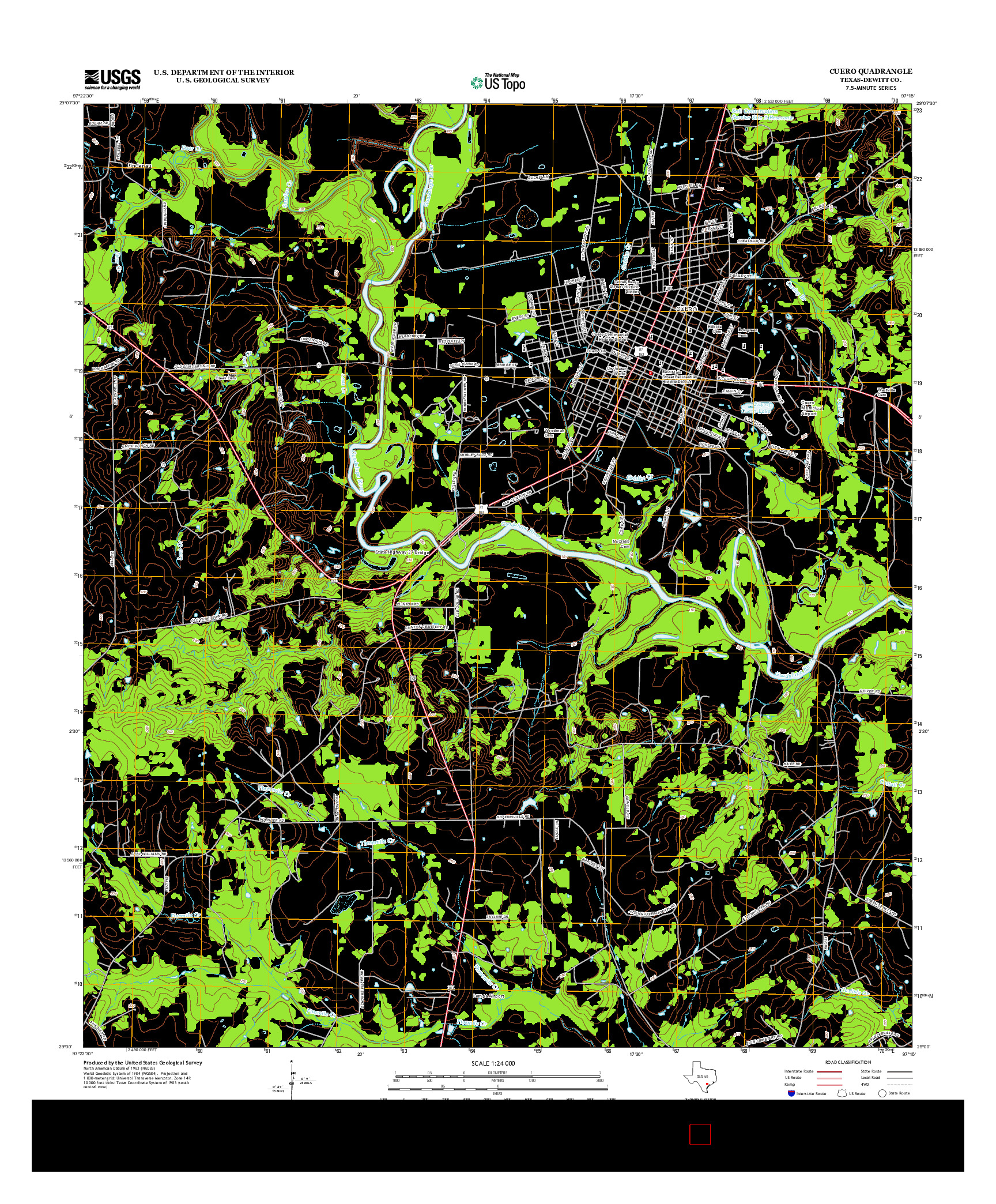 USGS US TOPO 7.5-MINUTE MAP FOR CUERO, TX 2013