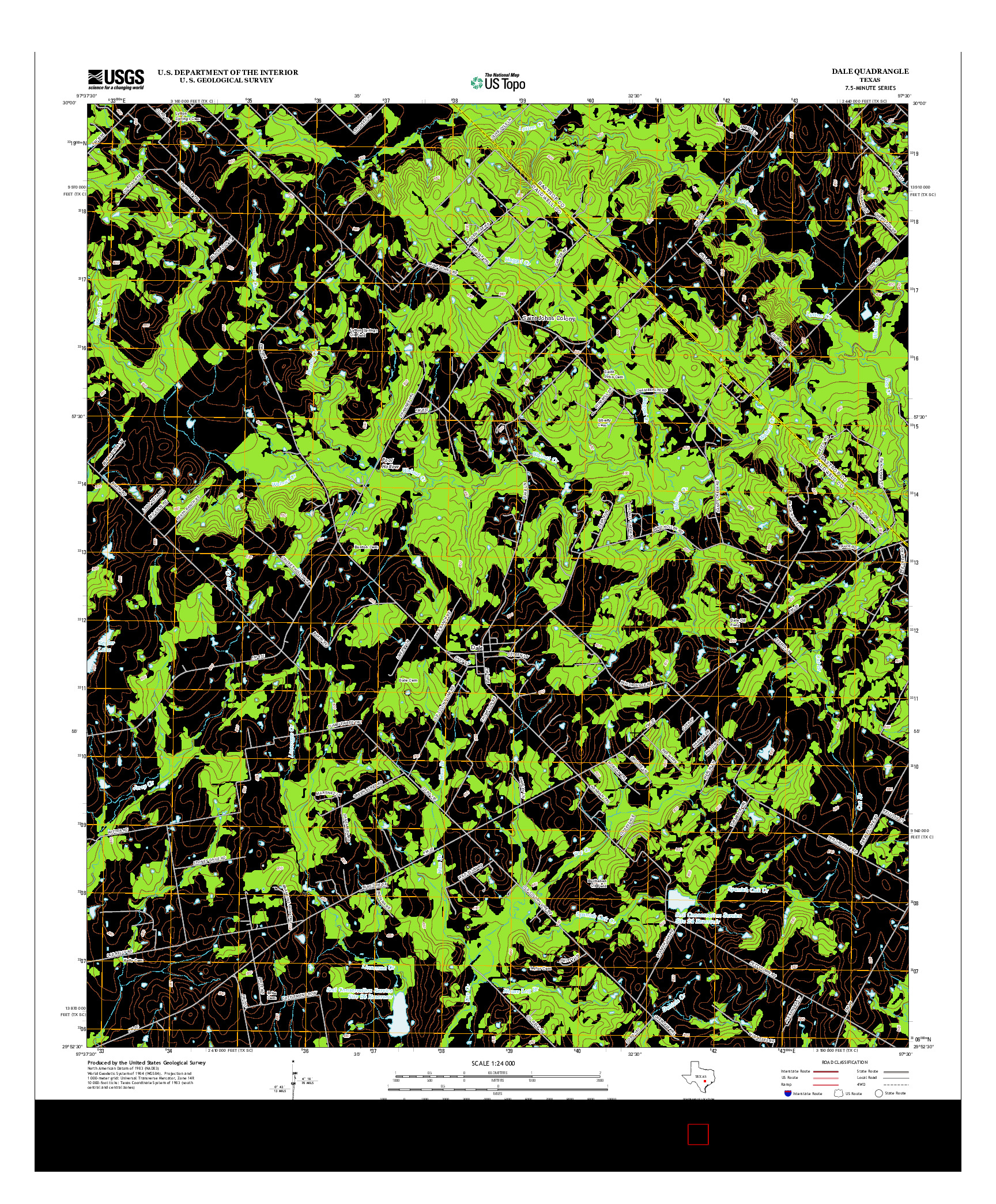 USGS US TOPO 7.5-MINUTE MAP FOR DALE, TX 2013