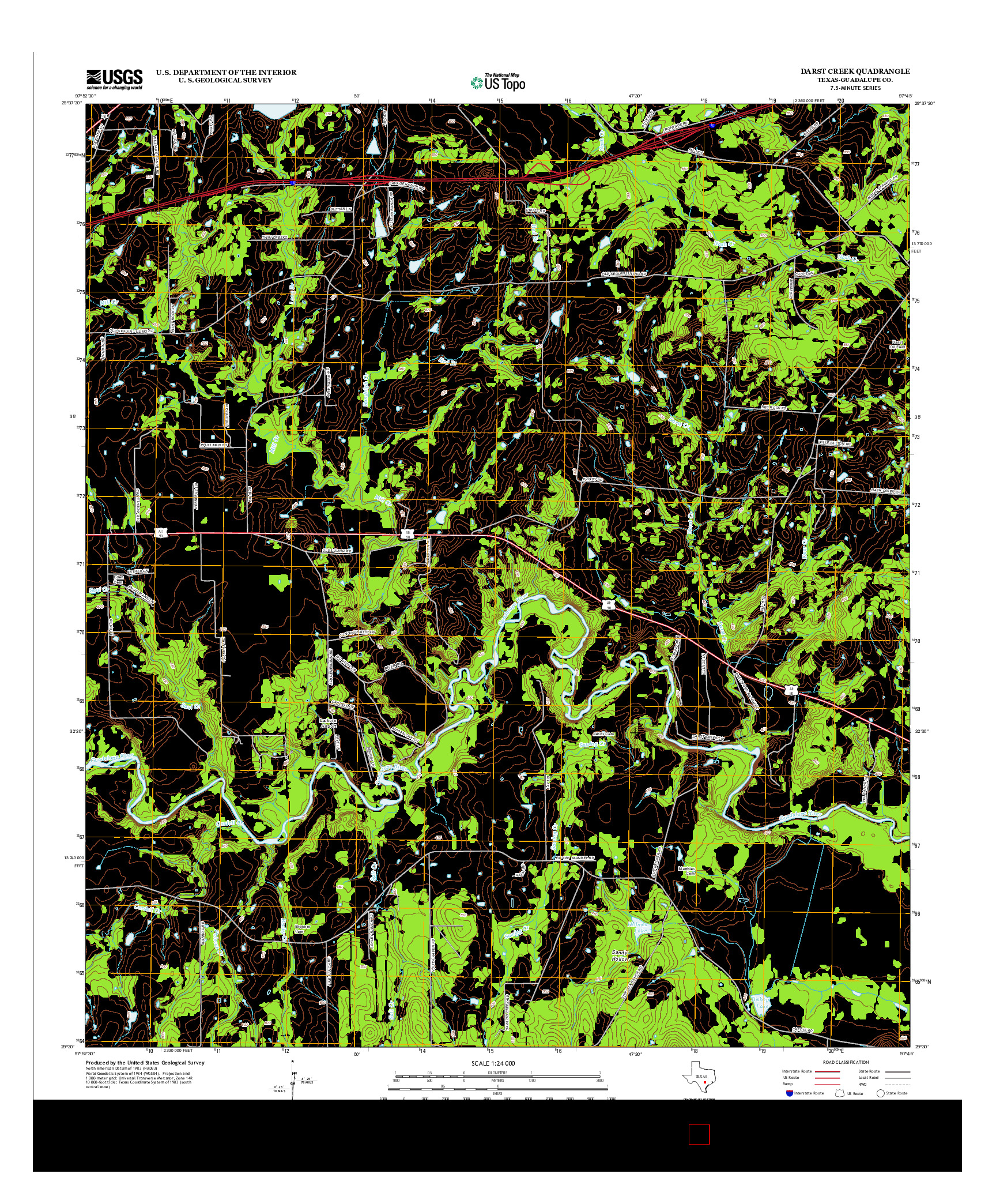 USGS US TOPO 7.5-MINUTE MAP FOR DARST CREEK, TX 2013