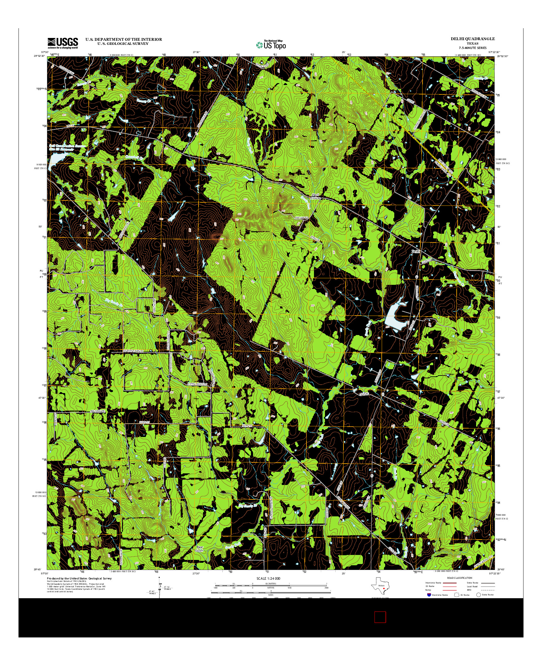 USGS US TOPO 7.5-MINUTE MAP FOR DELHI, TX 2013
