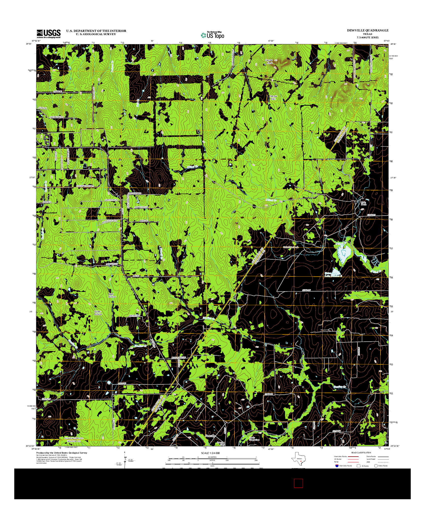 USGS US TOPO 7.5-MINUTE MAP FOR DEWVILLE, TX 2013