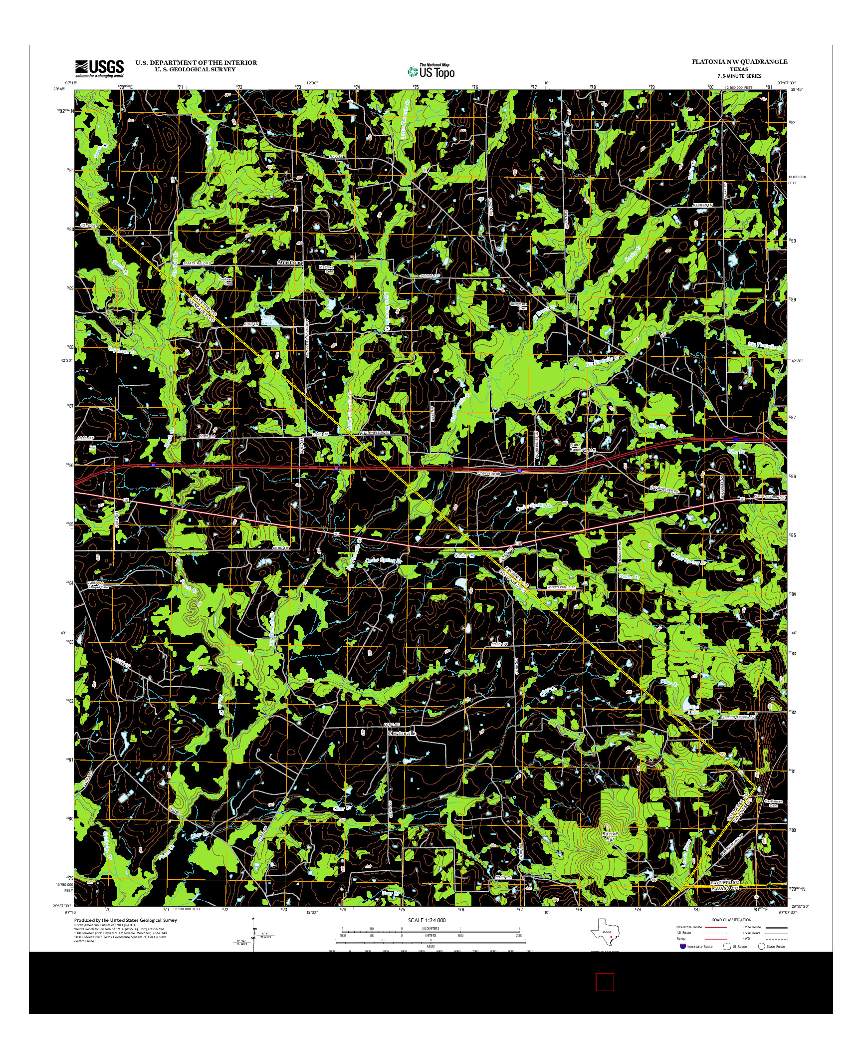 USGS US TOPO 7.5-MINUTE MAP FOR FLATONIA NW, TX 2013