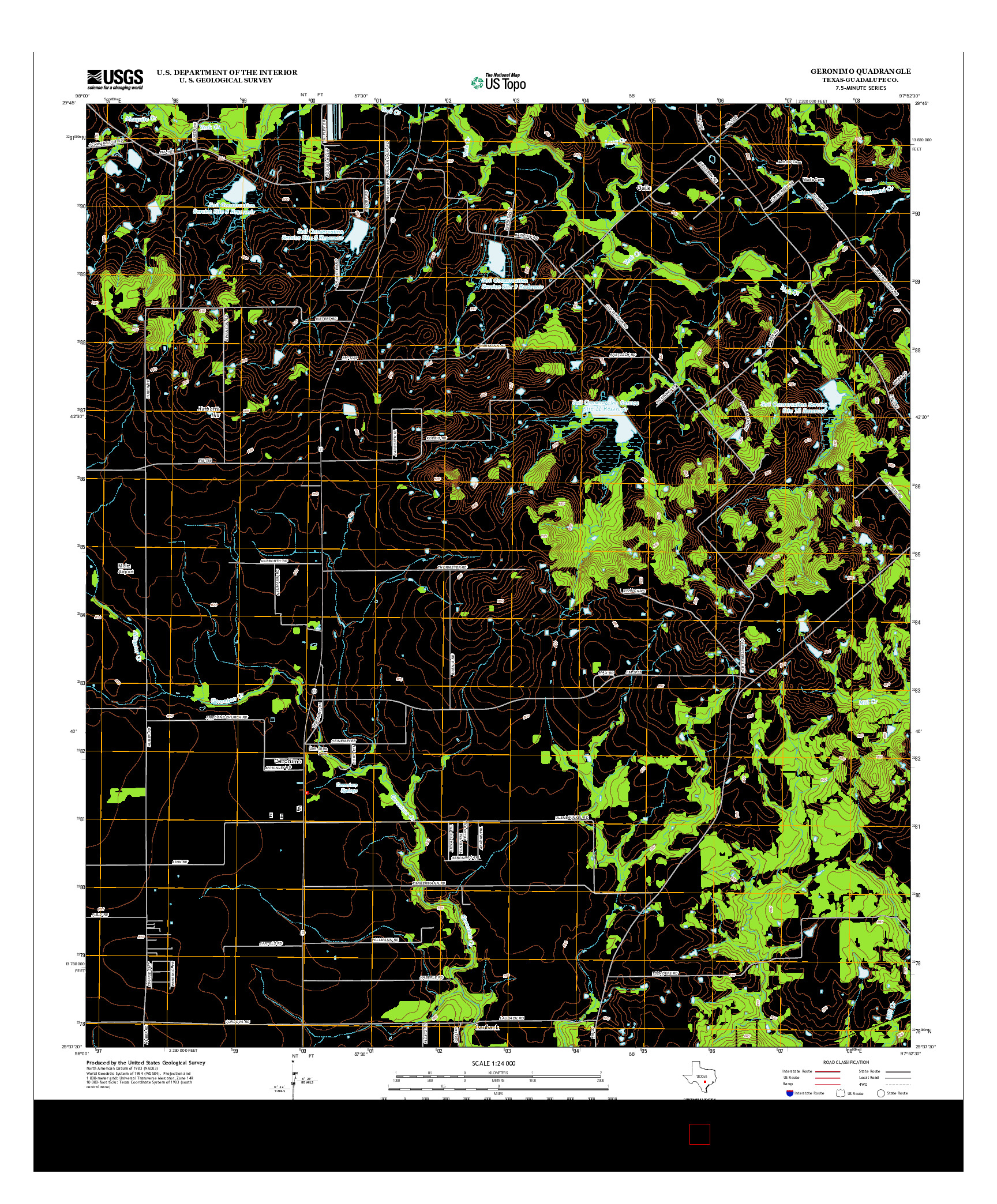 USGS US TOPO 7.5-MINUTE MAP FOR GERONIMO, TX 2013