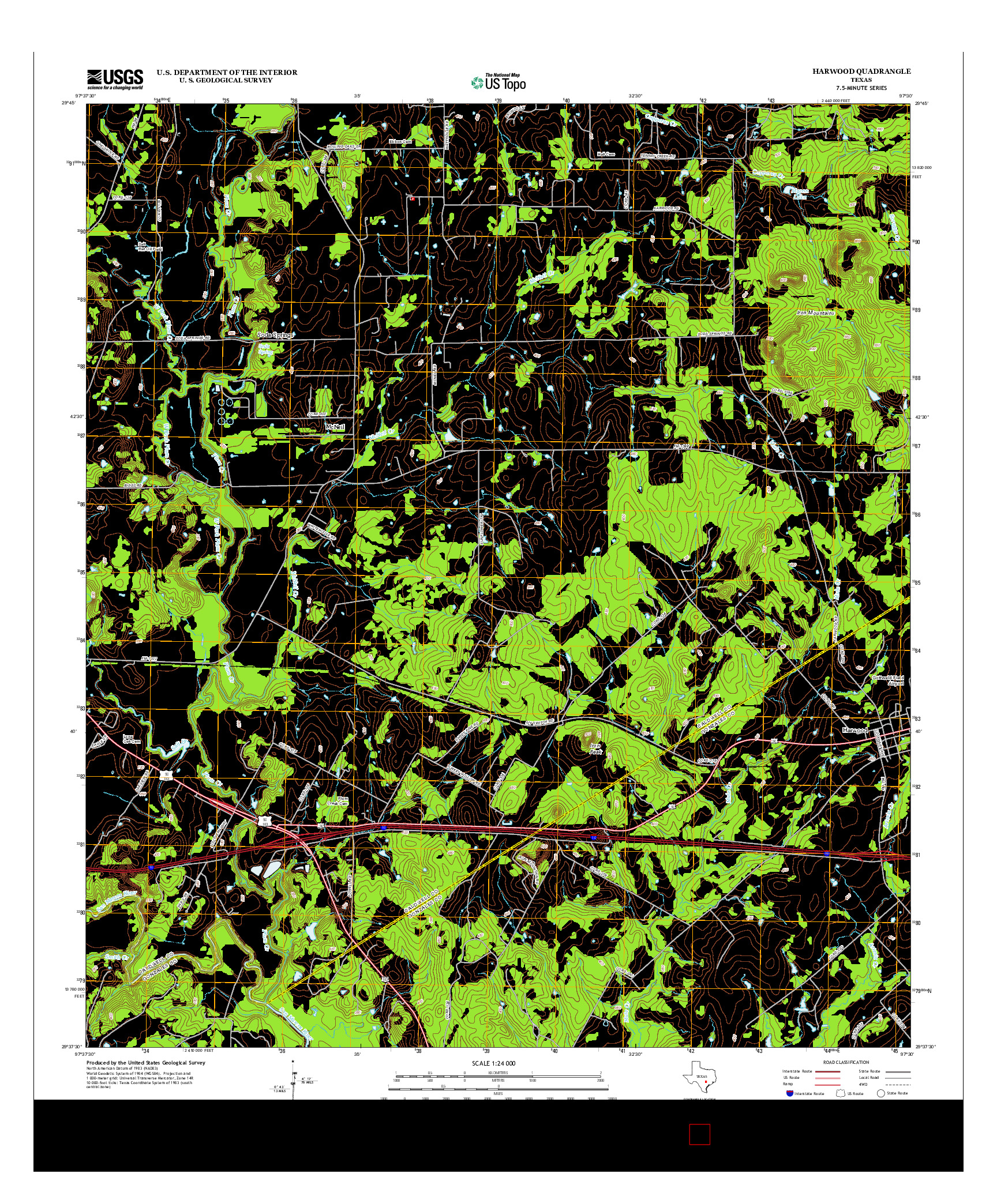 USGS US TOPO 7.5-MINUTE MAP FOR HARWOOD, TX 2013
