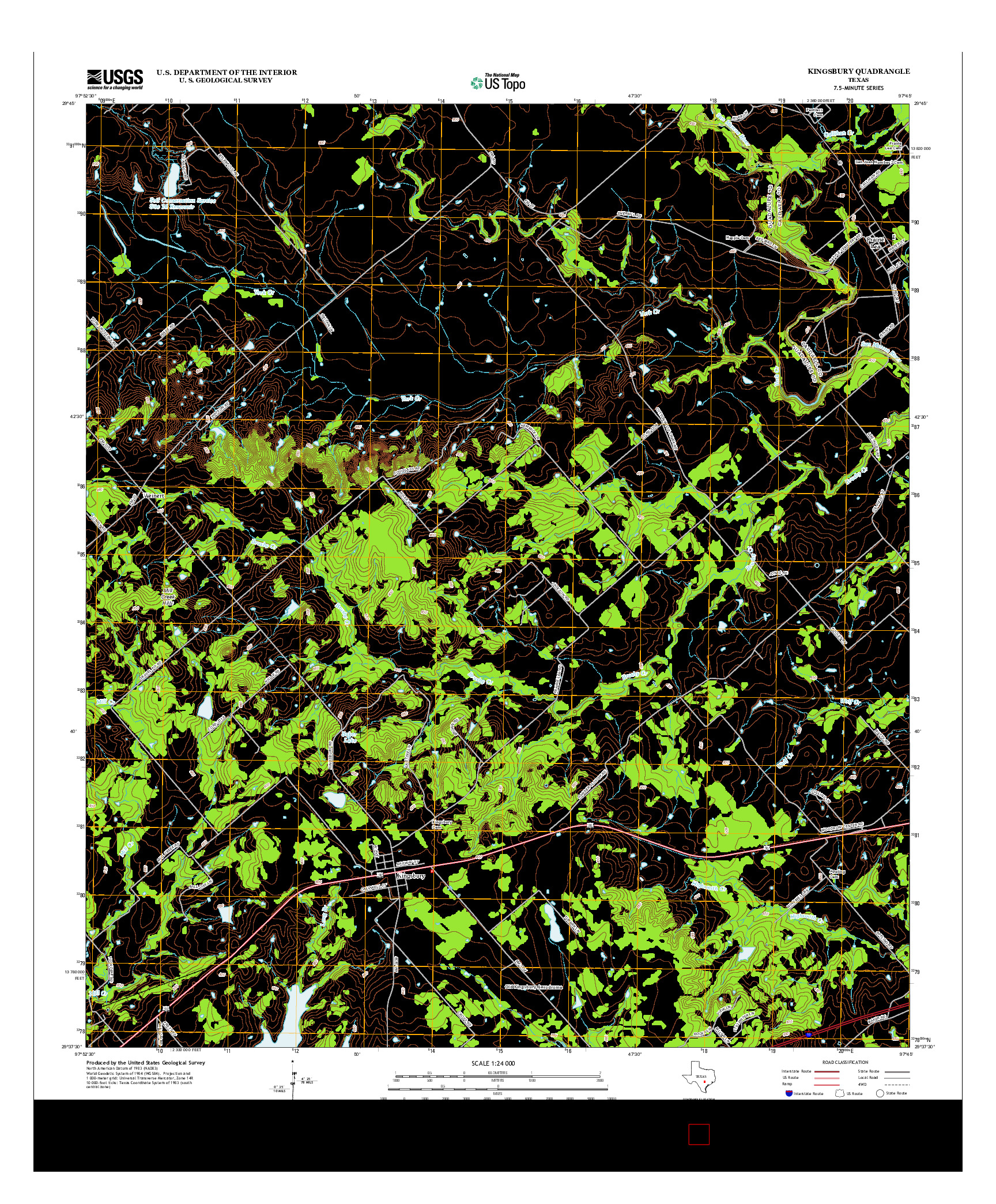 USGS US TOPO 7.5-MINUTE MAP FOR KINGSBURY, TX 2013