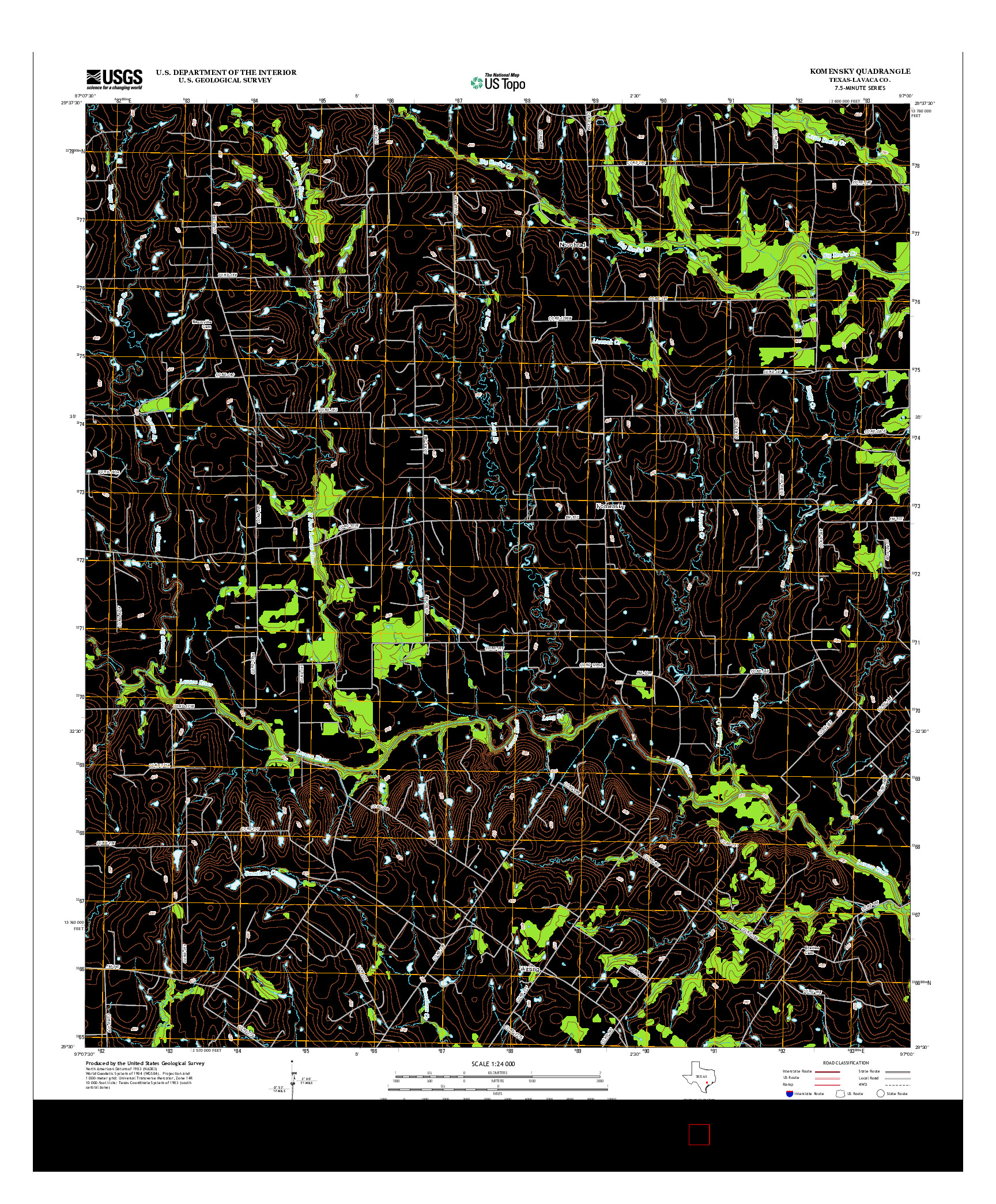 USGS US TOPO 7.5-MINUTE MAP FOR KOMENSKY, TX 2013