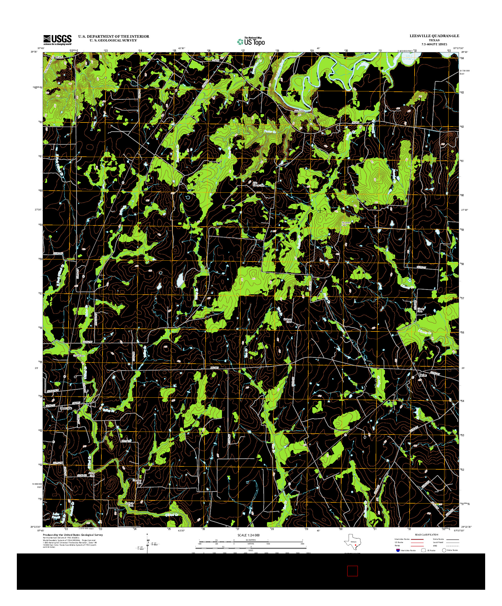 USGS US TOPO 7.5-MINUTE MAP FOR LEESVILLE, TX 2013