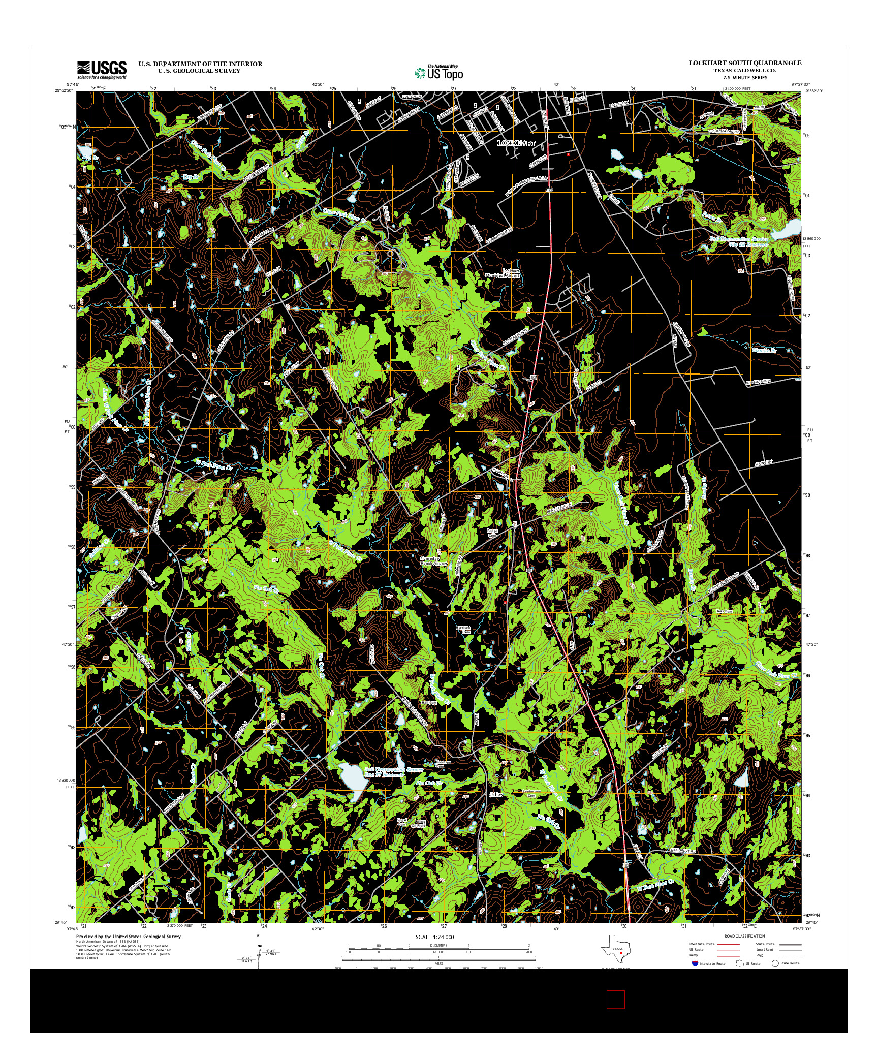USGS US TOPO 7.5-MINUTE MAP FOR LOCKHART SOUTH, TX 2013
