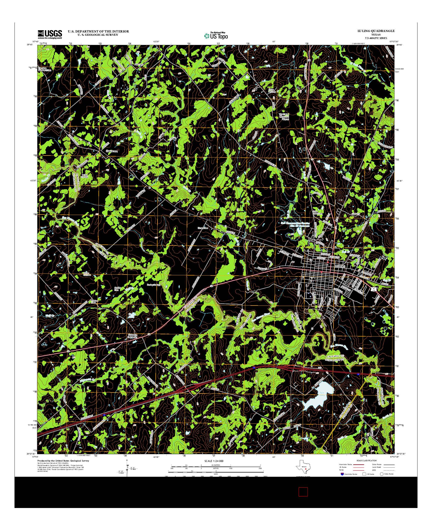 USGS US TOPO 7.5-MINUTE MAP FOR LULING, TX 2013