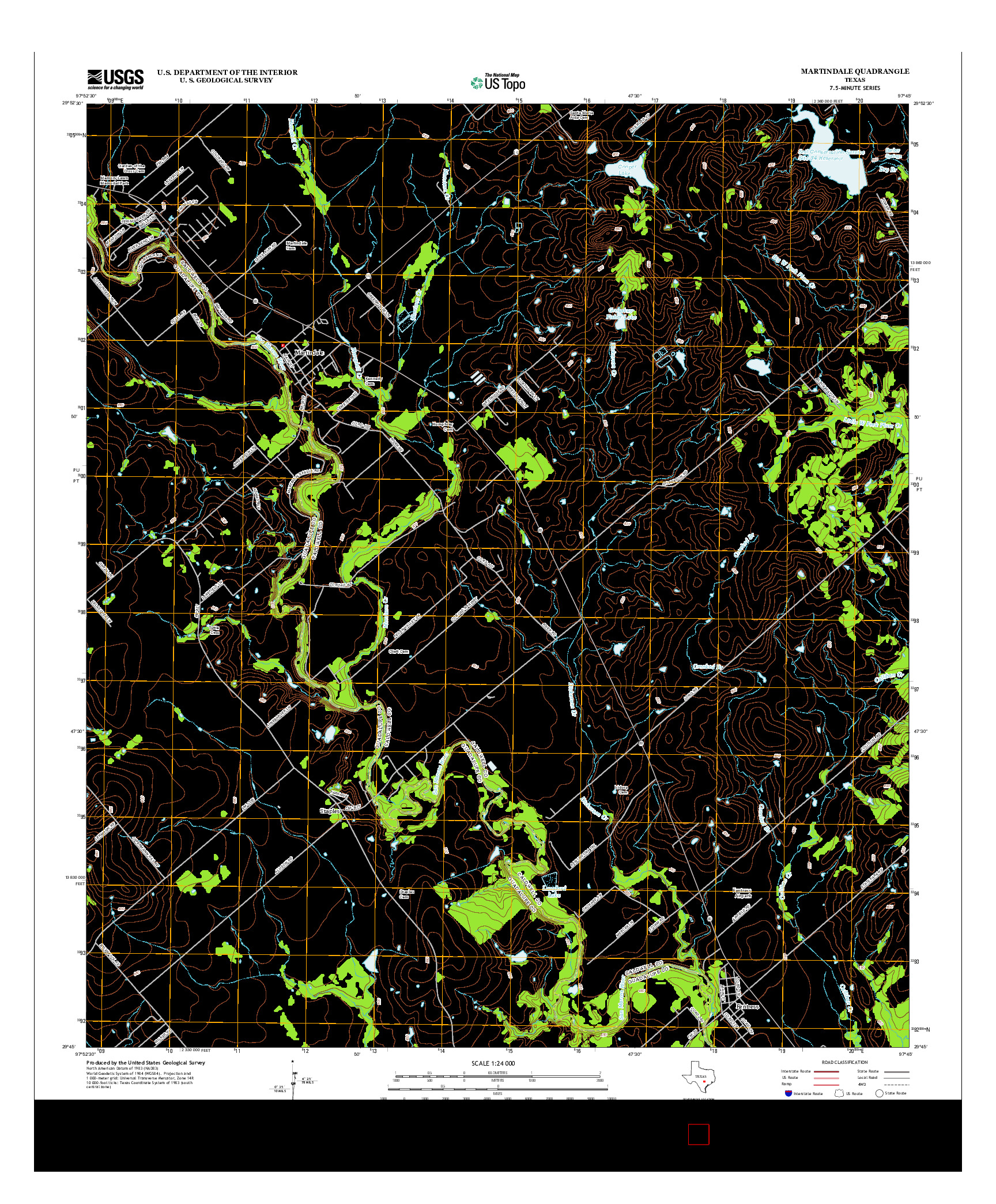 USGS US TOPO 7.5-MINUTE MAP FOR MARTINDALE, TX 2013