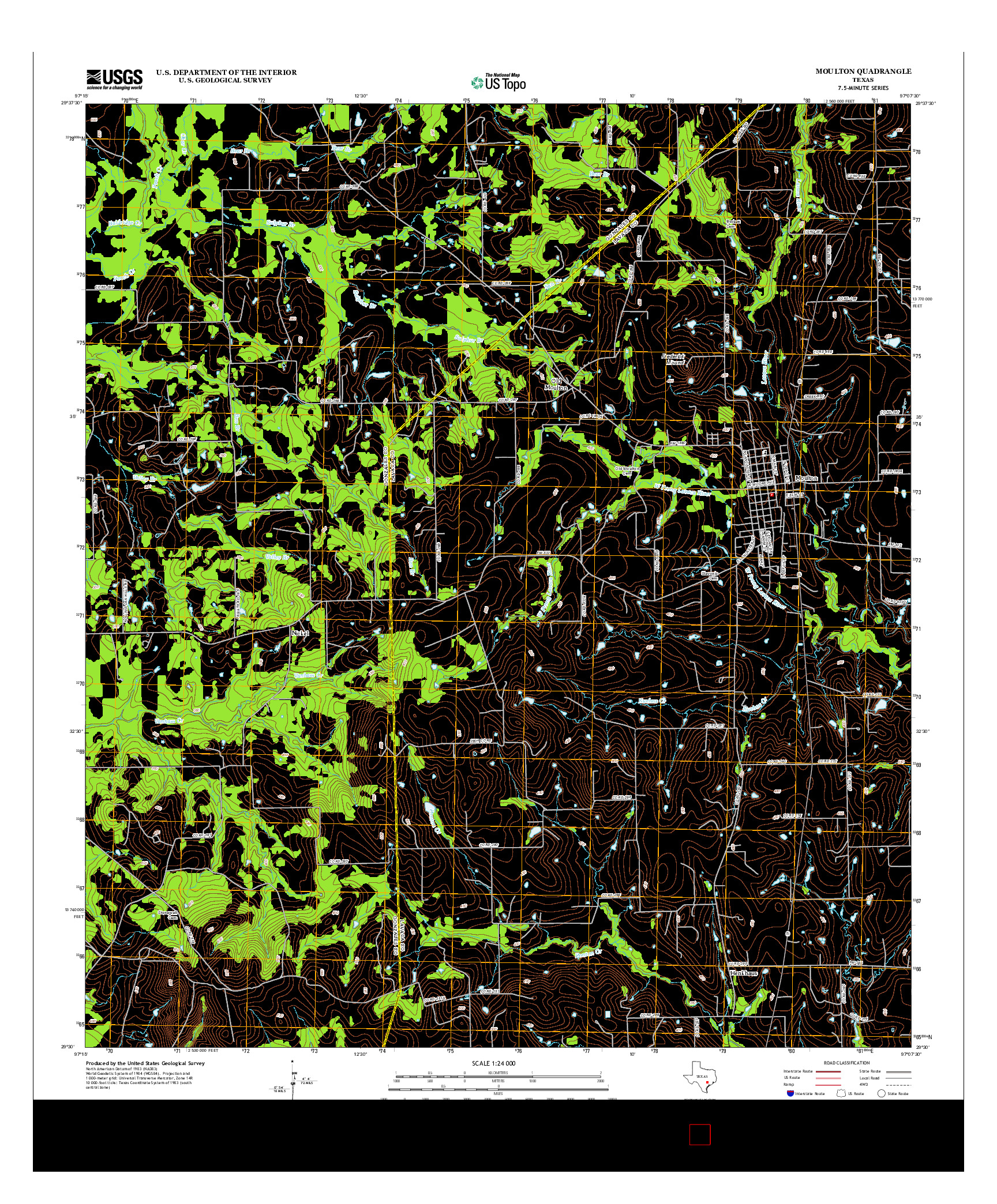 USGS US TOPO 7.5-MINUTE MAP FOR MOULTON, TX 2013