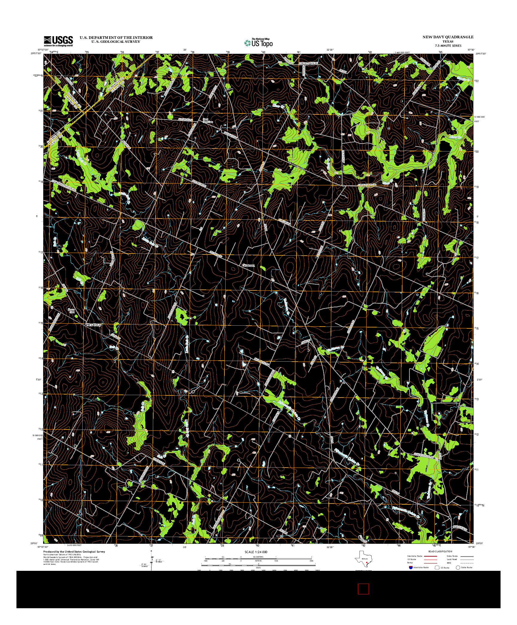 USGS US TOPO 7.5-MINUTE MAP FOR NEW DAVY, TX 2013