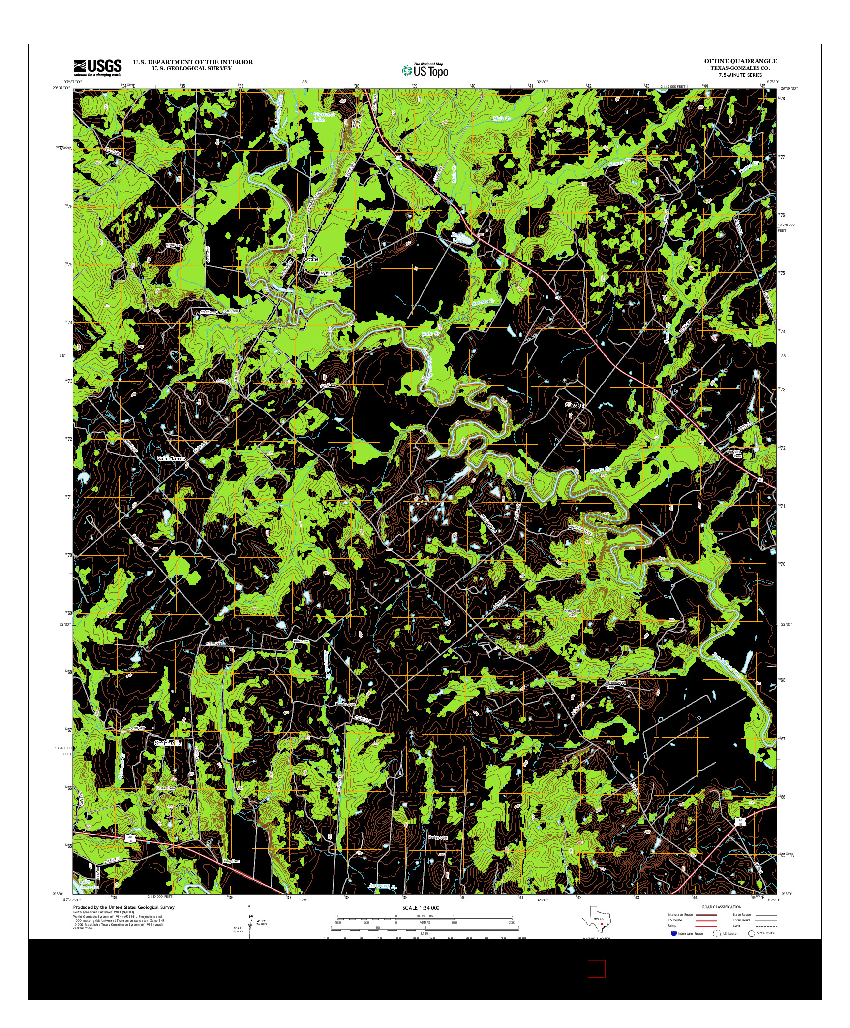 USGS US TOPO 7.5-MINUTE MAP FOR OTTINE, TX 2013