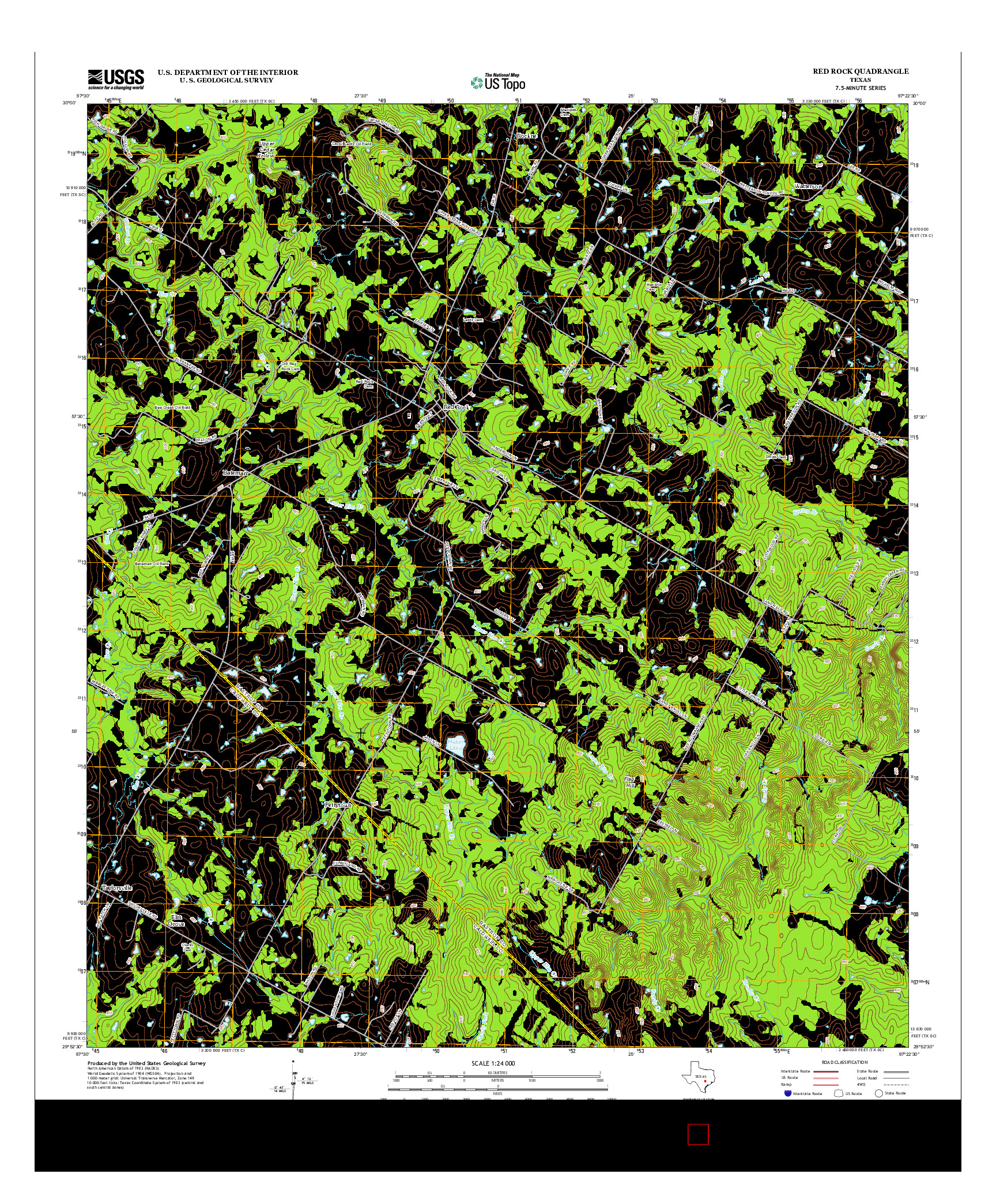 USGS US TOPO 7.5-MINUTE MAP FOR RED ROCK, TX 2013