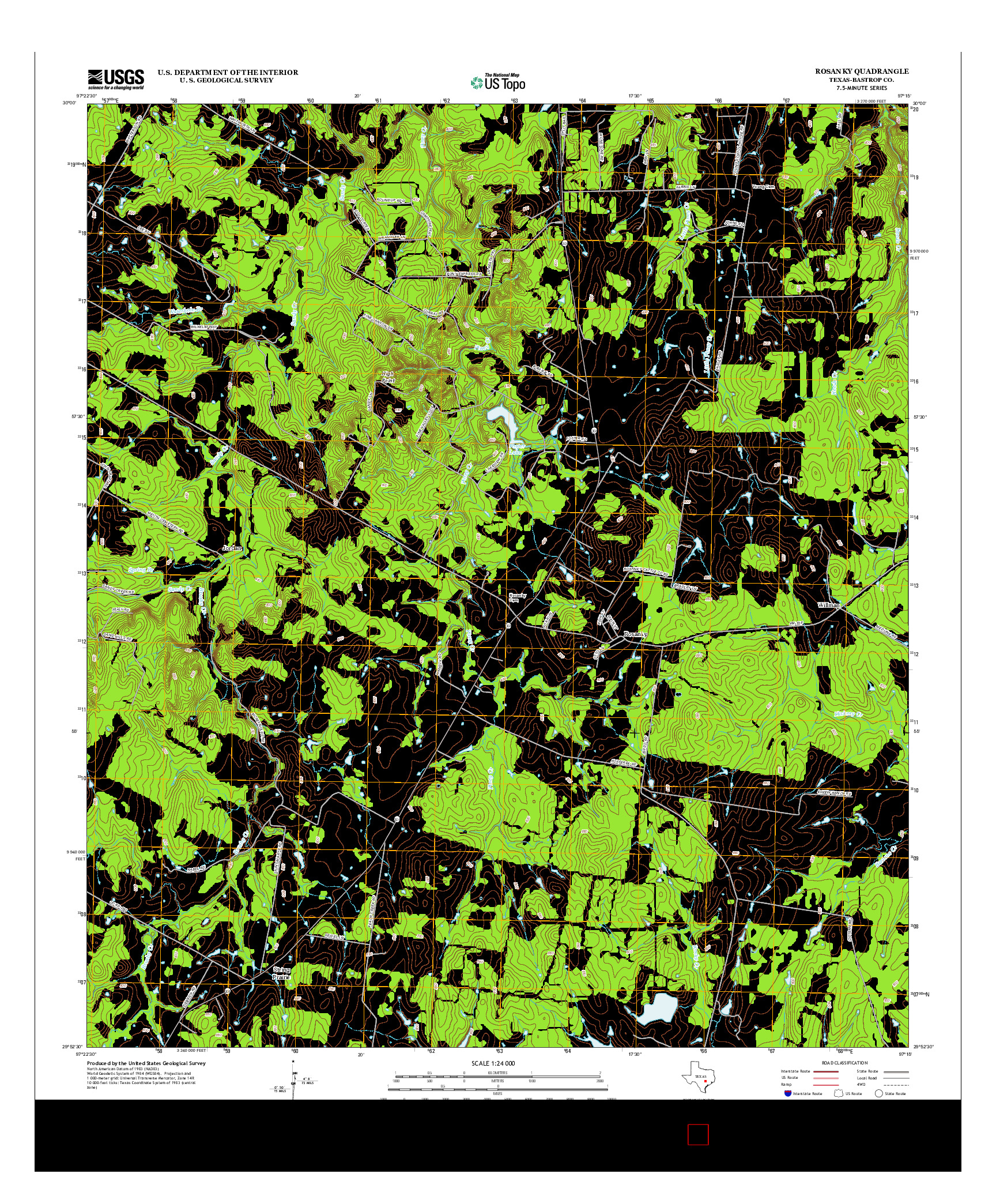 USGS US TOPO 7.5-MINUTE MAP FOR ROSANKY, TX 2013