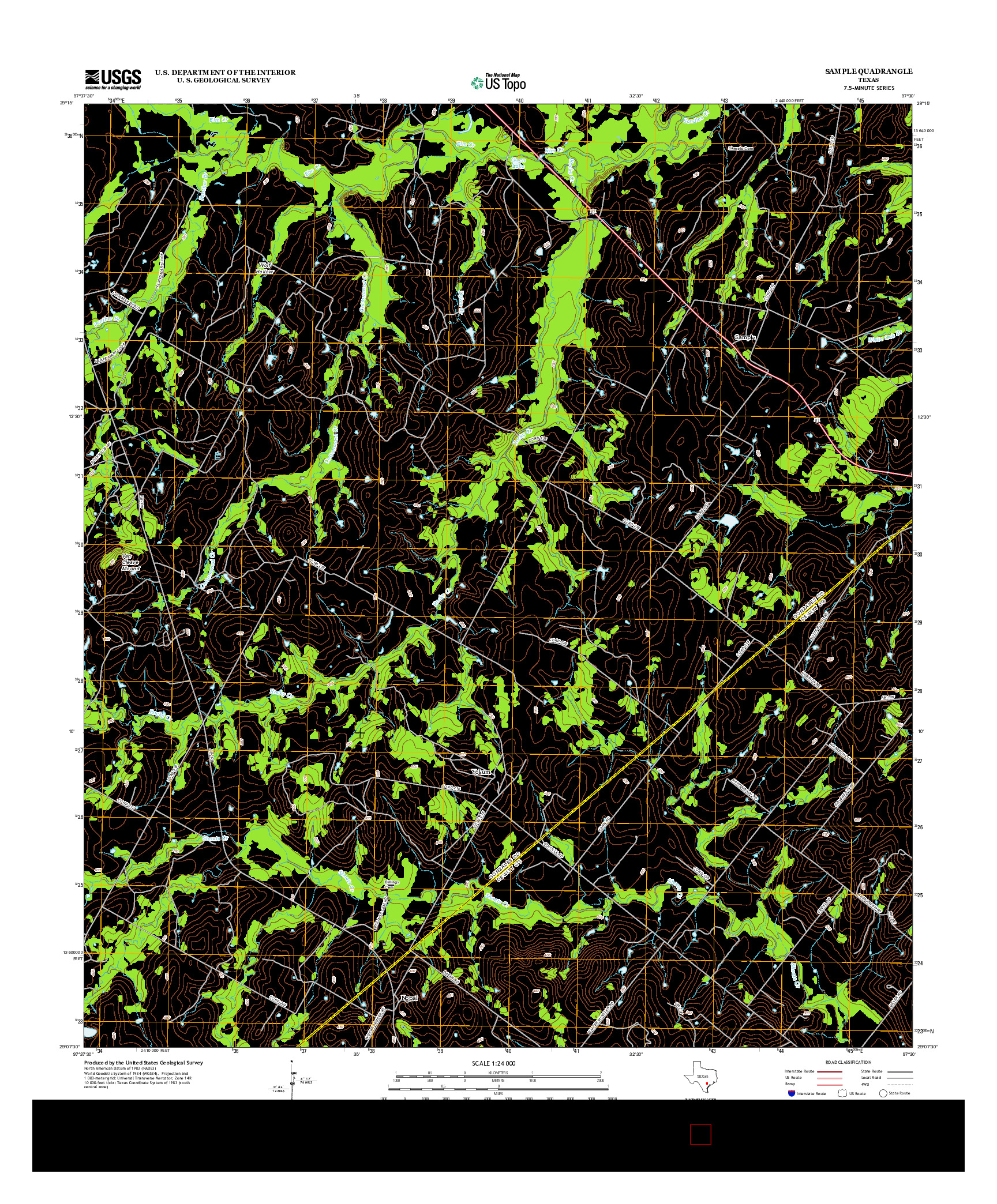 USGS US TOPO 7.5-MINUTE MAP FOR SAMPLE, TX 2013