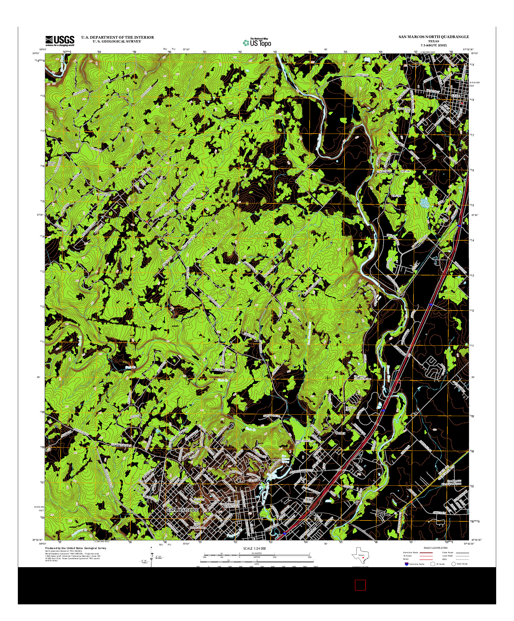 USGS US TOPO 7.5-MINUTE MAP FOR SAN MARCOS NORTH, TX 2013