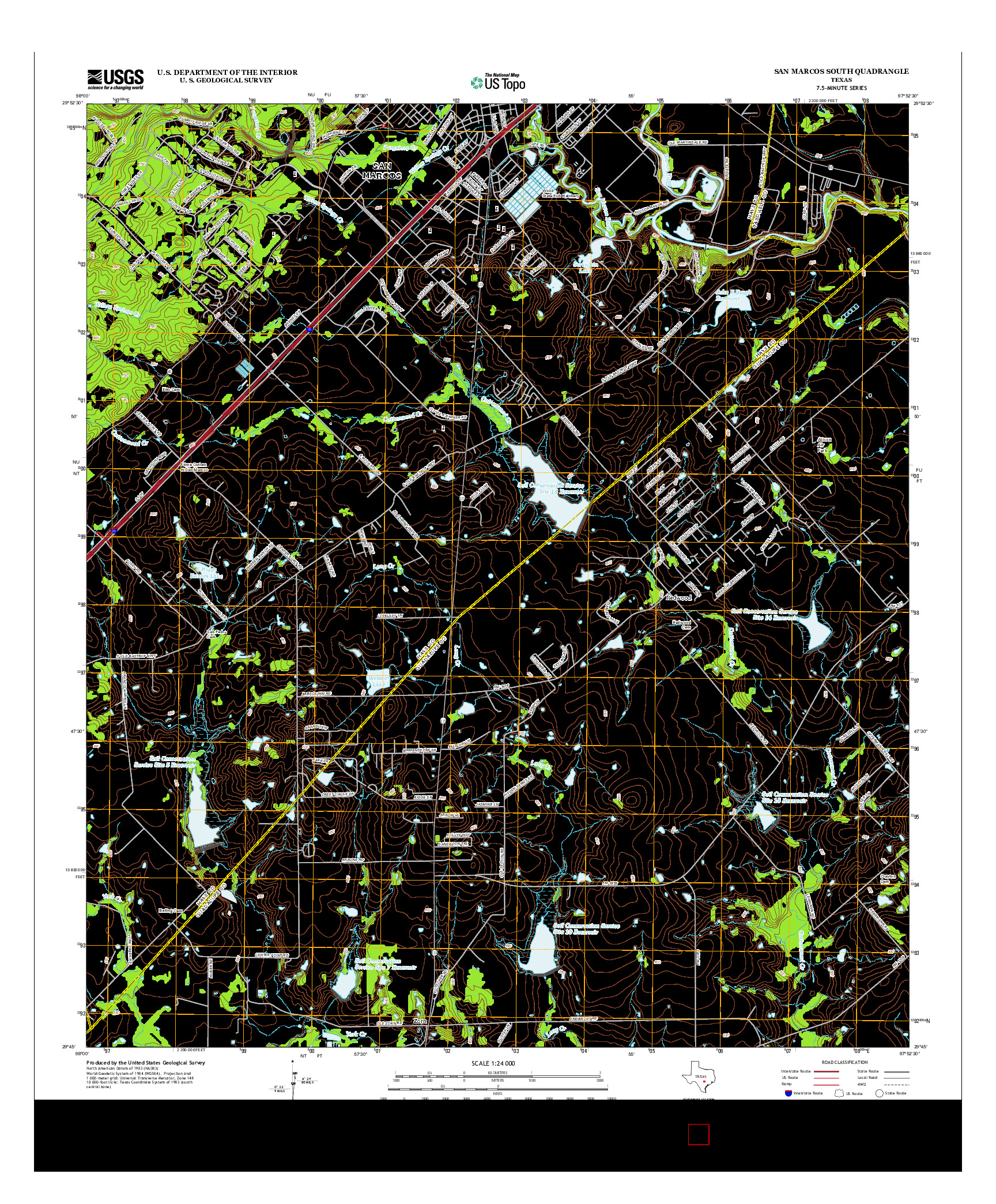 USGS US TOPO 7.5-MINUTE MAP FOR SAN MARCOS SOUTH, TX 2013