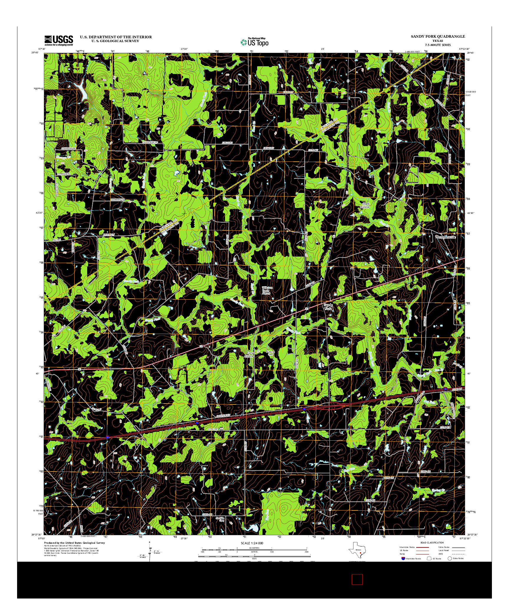 USGS US TOPO 7.5-MINUTE MAP FOR SANDY FORK, TX 2013