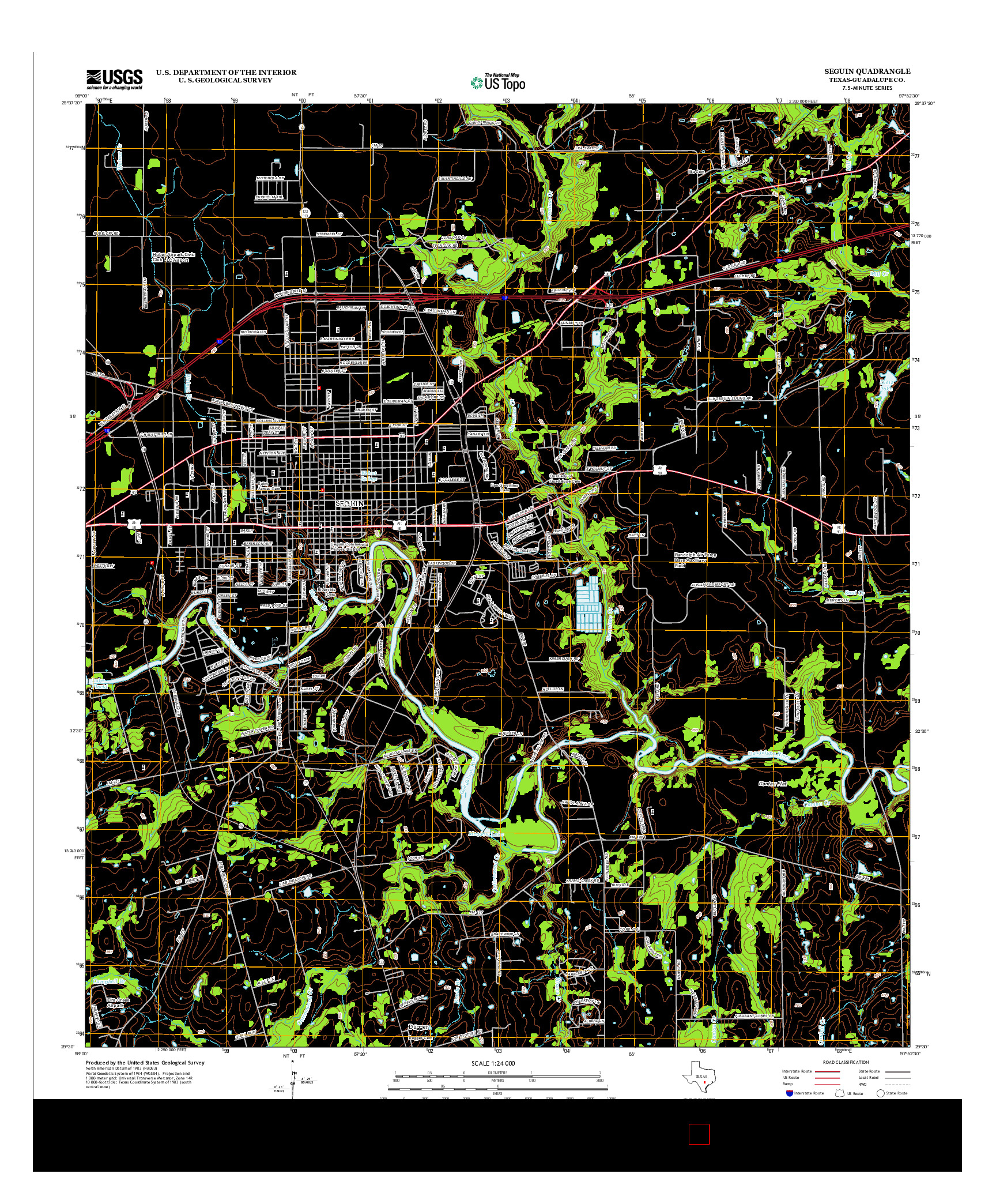USGS US TOPO 7.5-MINUTE MAP FOR SEGUIN, TX 2013
