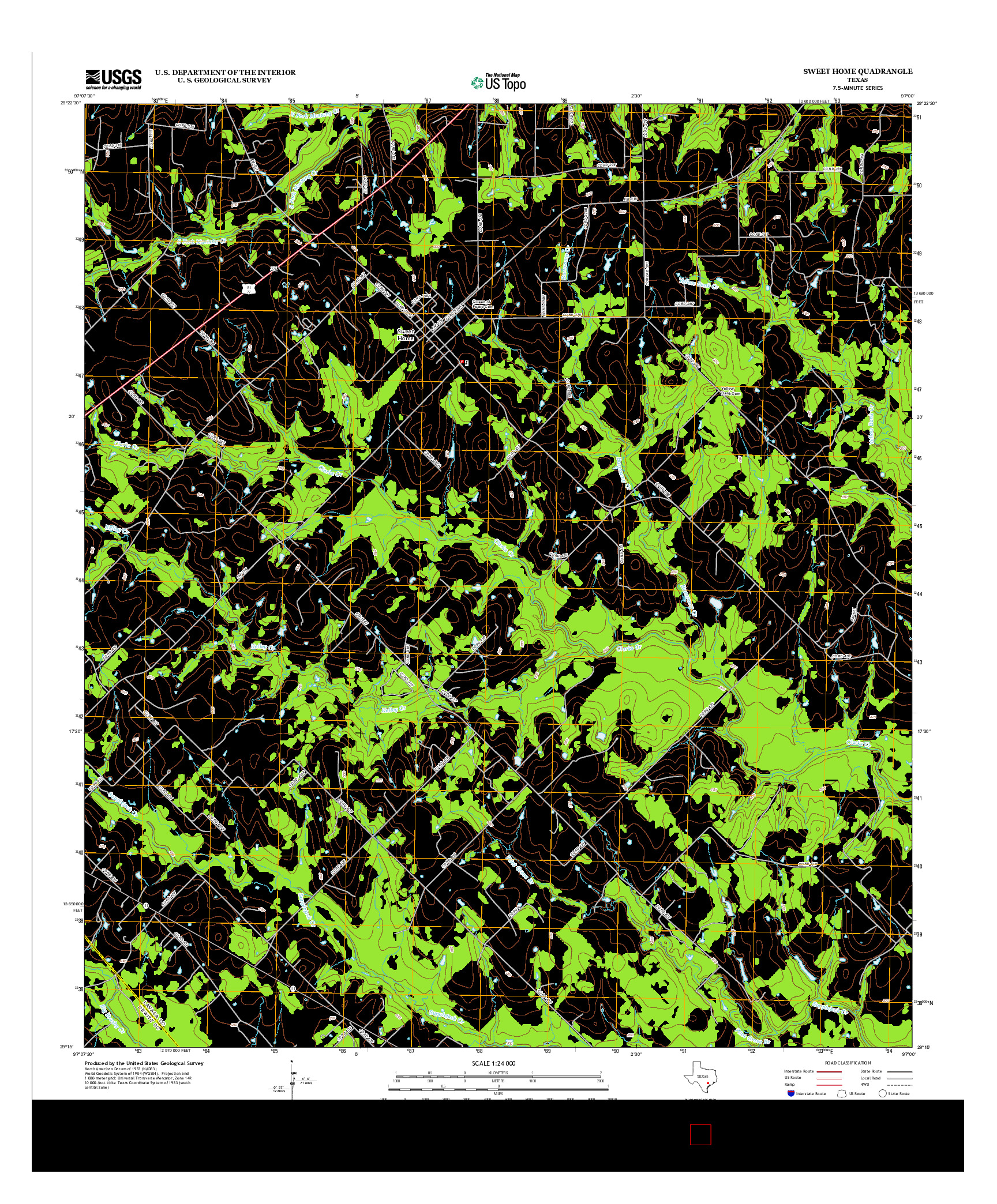 USGS US TOPO 7.5-MINUTE MAP FOR SWEET HOME, TX 2013