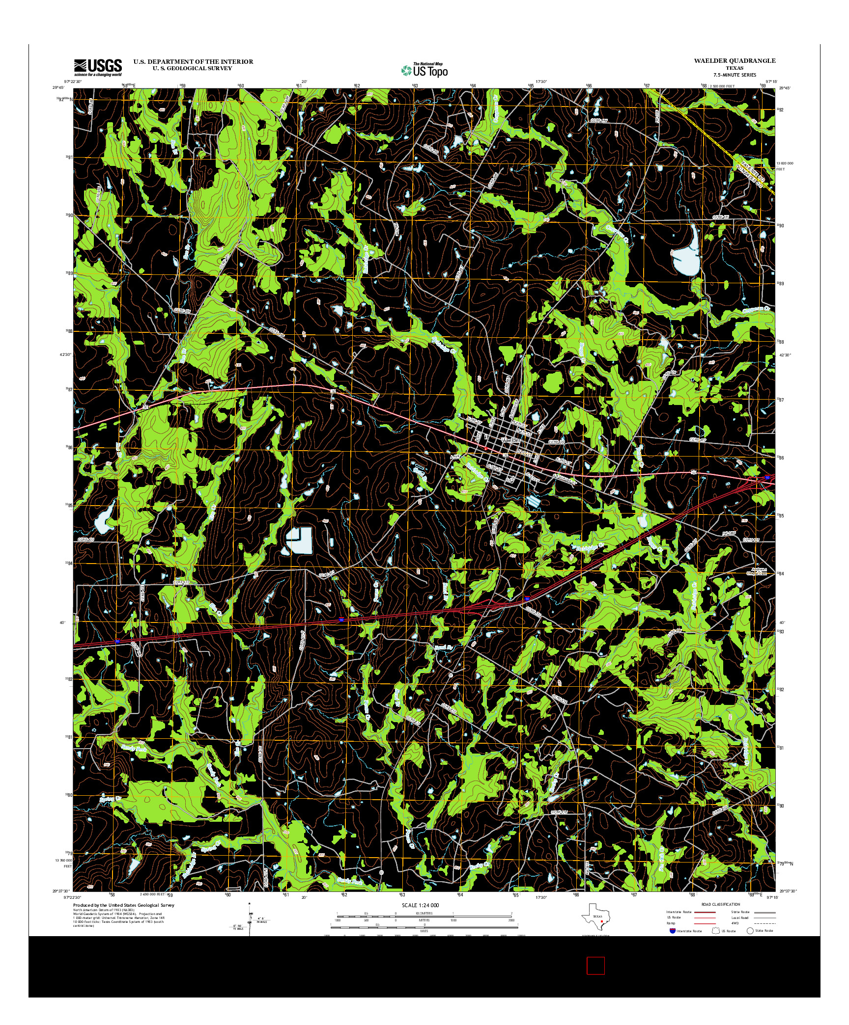 USGS US TOPO 7.5-MINUTE MAP FOR WAELDER, TX 2013