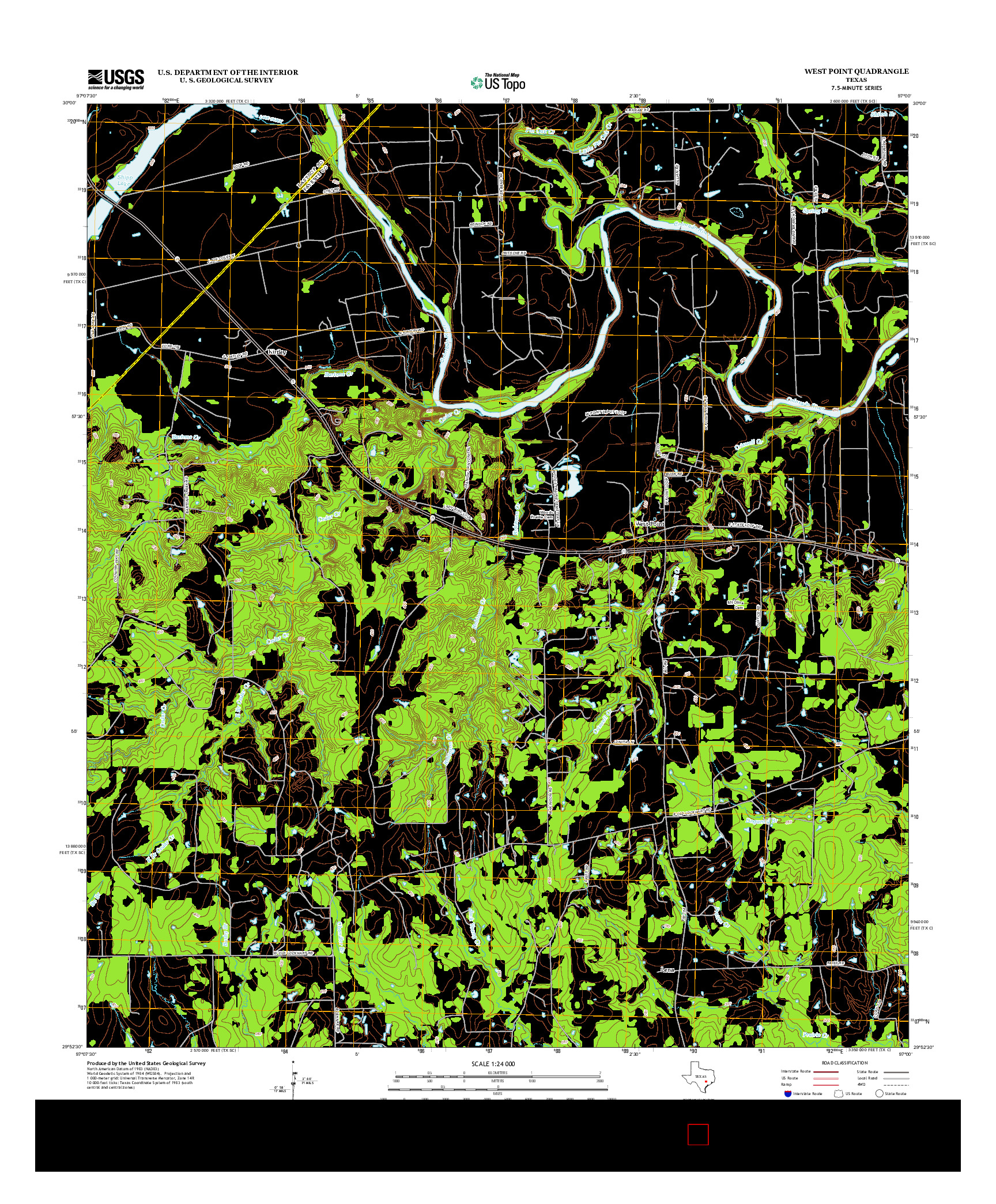 USGS US TOPO 7.5-MINUTE MAP FOR WEST POINT, TX 2013
