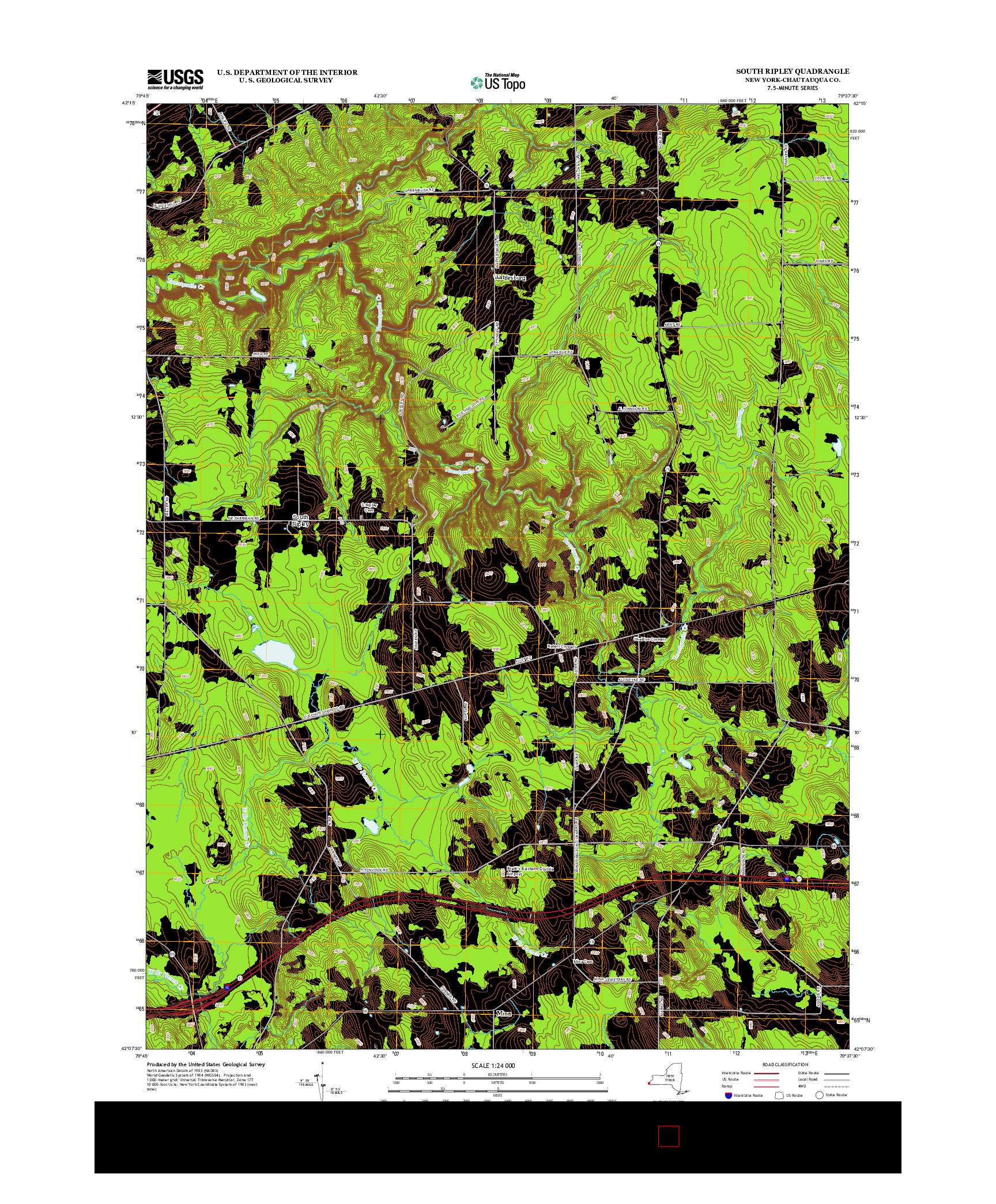 USGS US TOPO 7.5-MINUTE MAP FOR SOUTH RIPLEY, NY 2013
