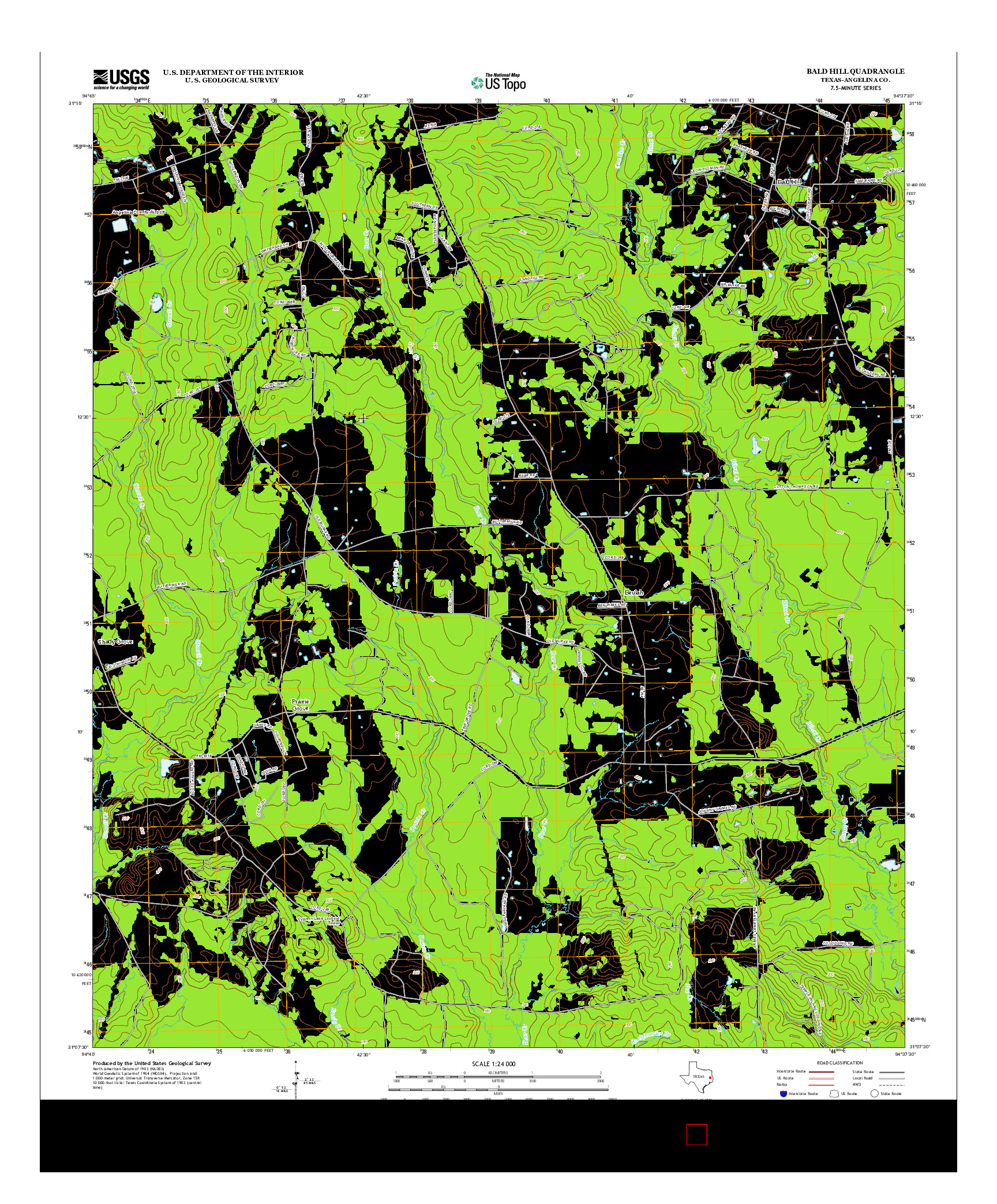 USGS US TOPO 7.5-MINUTE MAP FOR BALD HILL, TX 2013