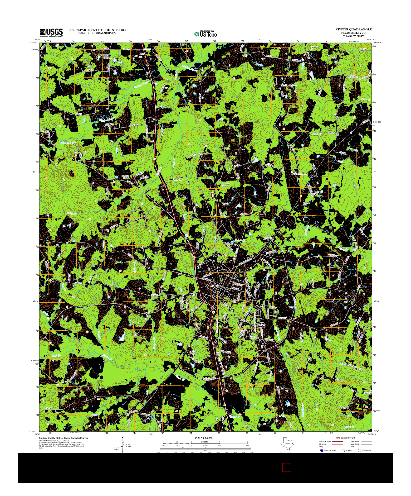 USGS US TOPO 7.5-MINUTE MAP FOR CENTER, TX 2013
