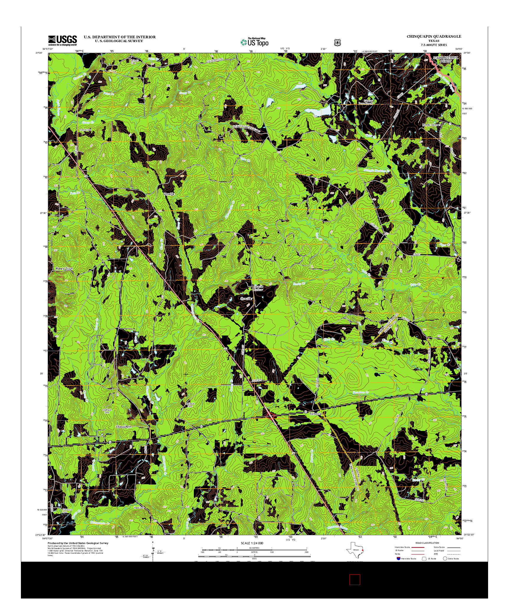 USGS US TOPO 7.5-MINUTE MAP FOR CHINQUAPIN, TX 2013