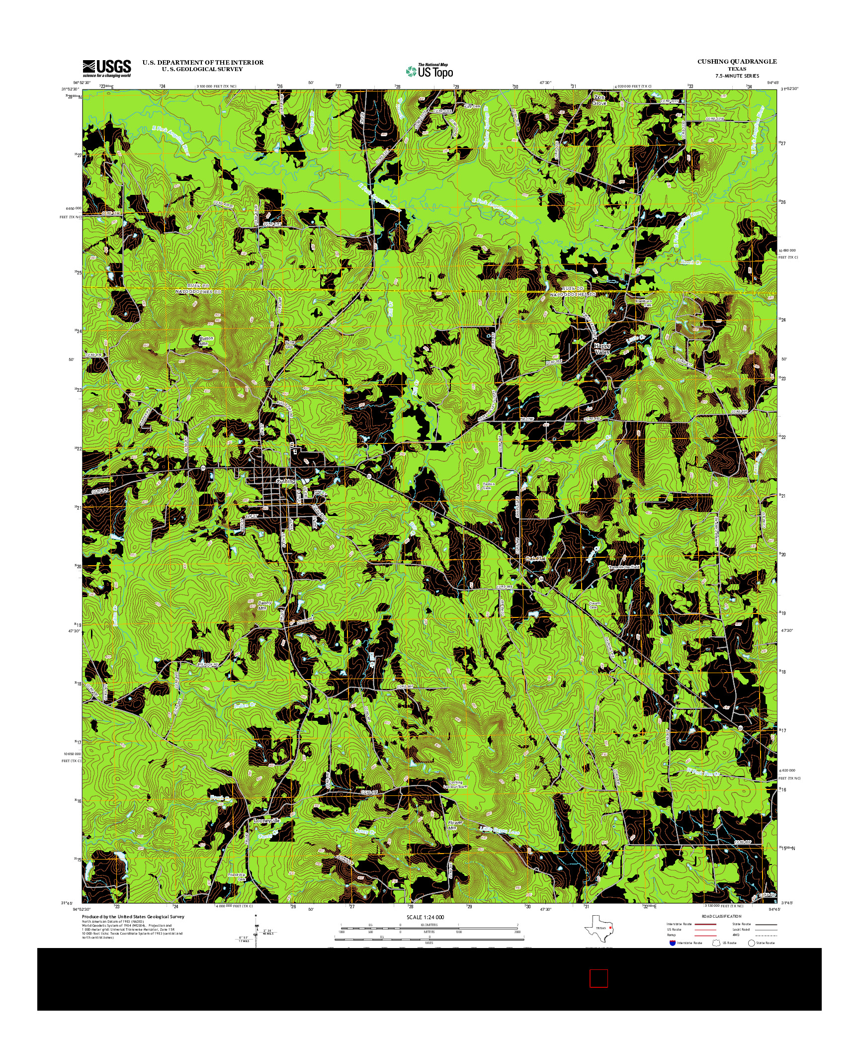 USGS US TOPO 7.5-MINUTE MAP FOR CUSHING, TX 2013