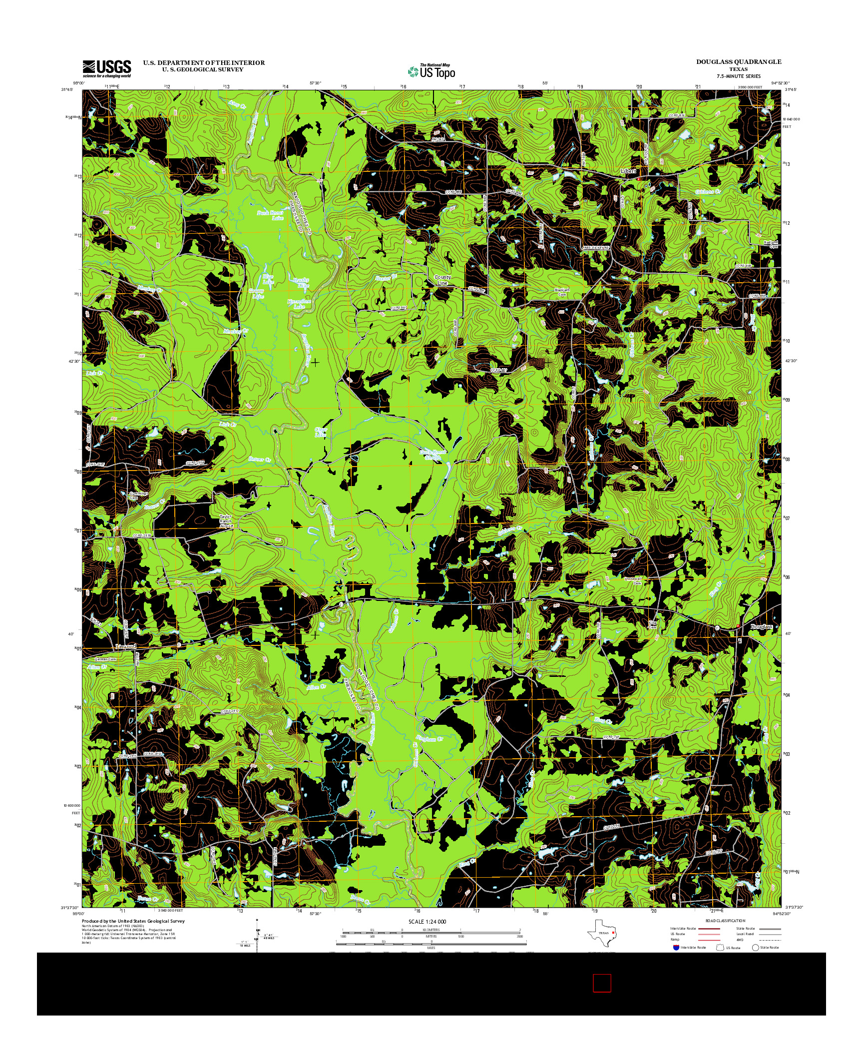 USGS US TOPO 7.5-MINUTE MAP FOR DOUGLASS, TX 2013