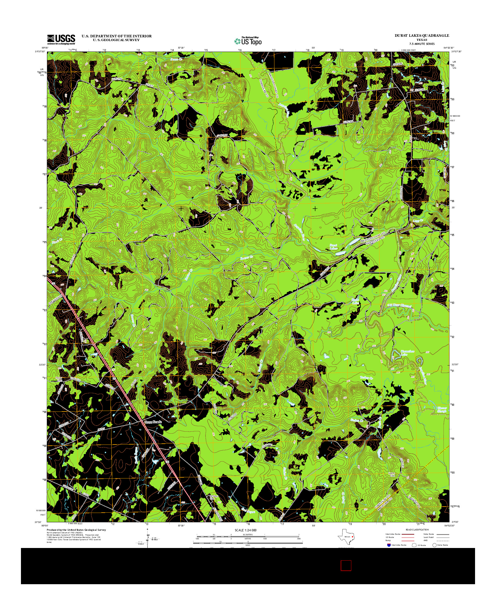 USGS US TOPO 7.5-MINUTE MAP FOR DURST LAKES, TX 2013